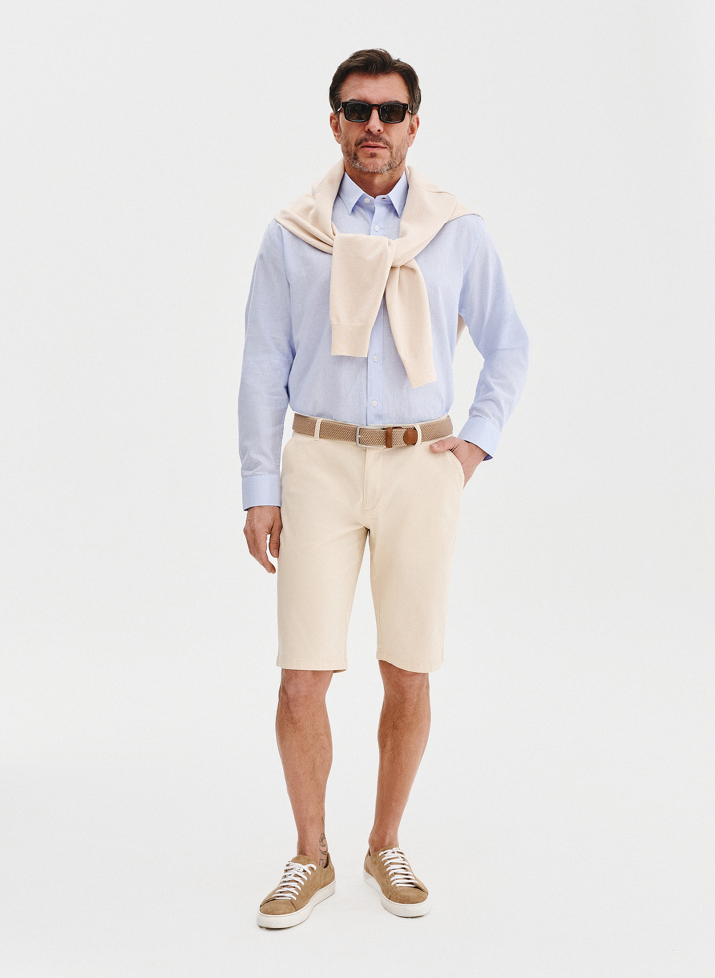 PAKO LORENTE - Niebieska koszula męska z lnem - Pako Lorente