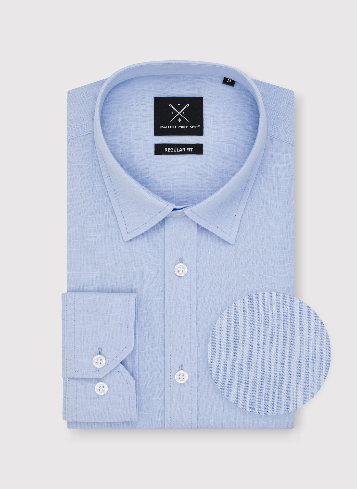 PAKO LORENTE - Niebieska koszula męska z lnem - Pako Lorente