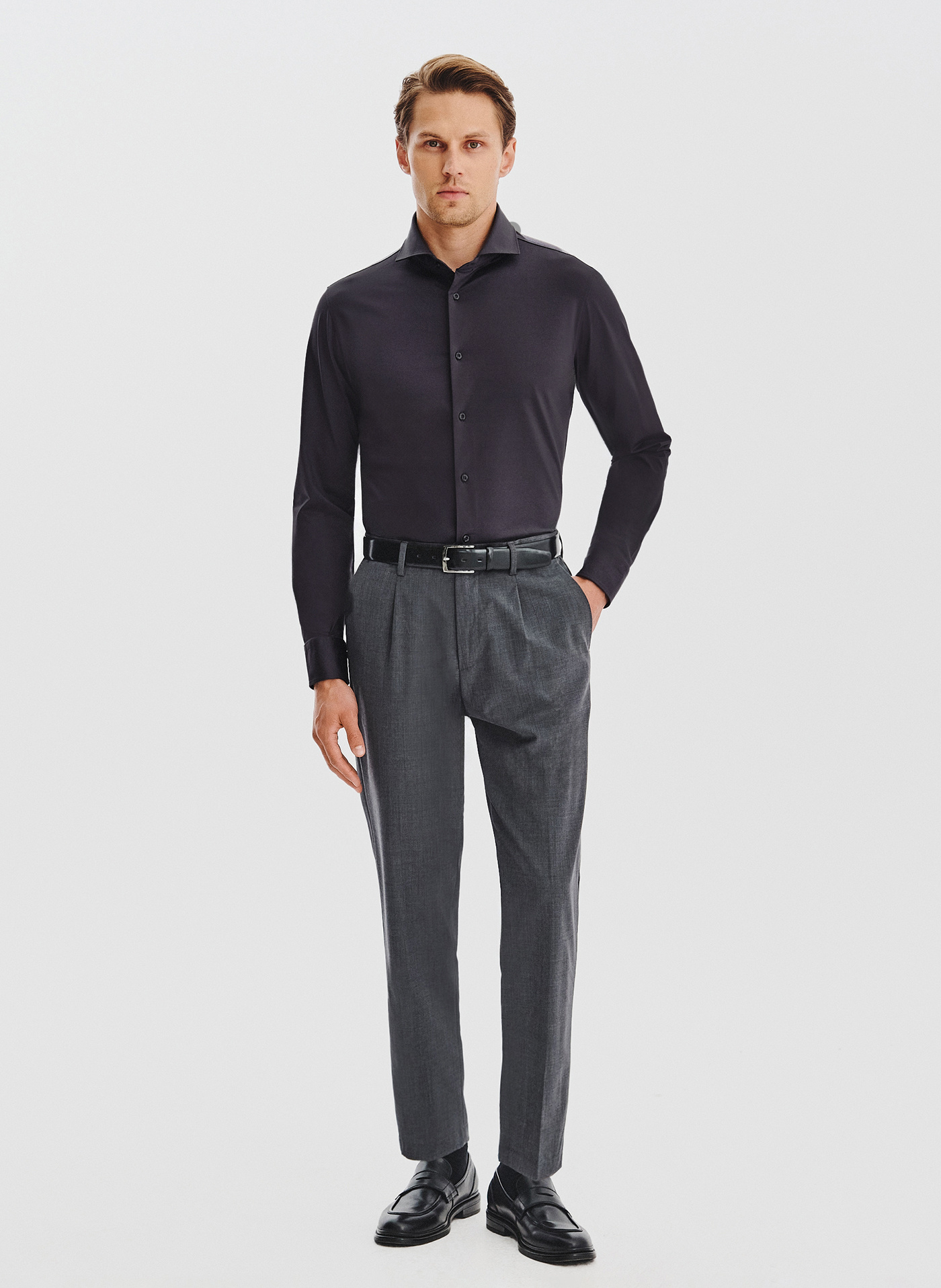 Grafitowa koszula z dzianiny - Pako Lorente