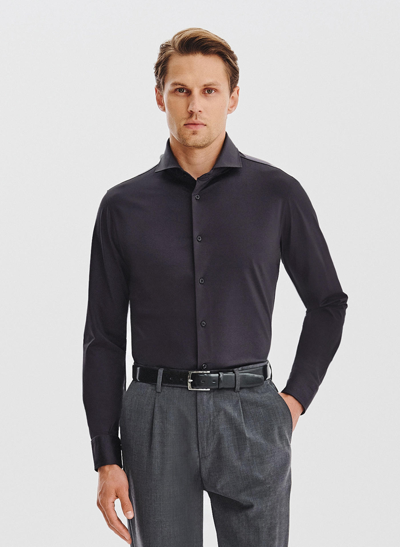 Grafitowa koszula z dzianiny - Pako Lorente