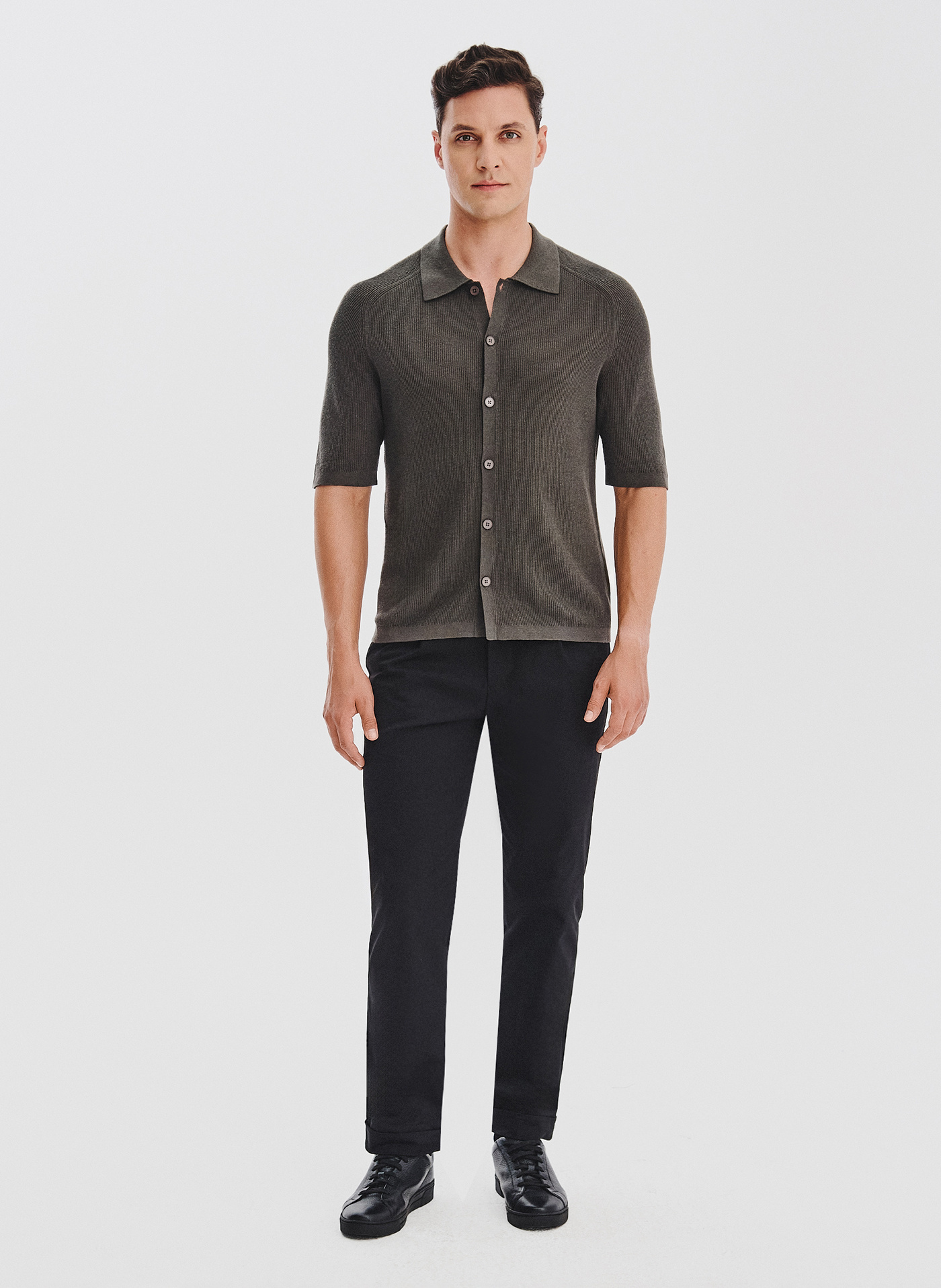 PAKO LORENTE - Zielone swetrowe polo z lnem - Pako Lorente