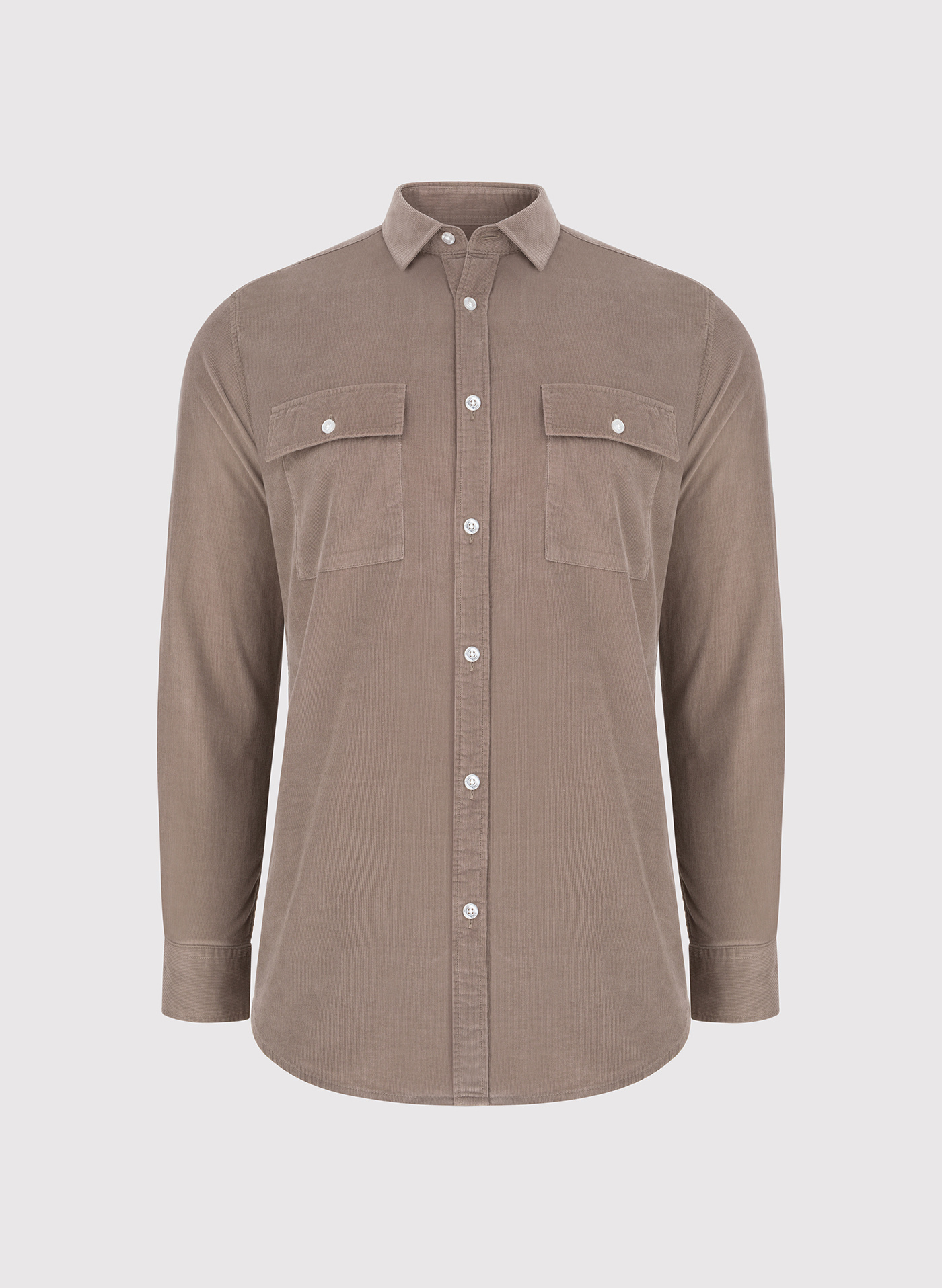 PAKO LORENTE - Brązowa koszula sztruksowa z kieszeniami na piersi - Pako Lorente