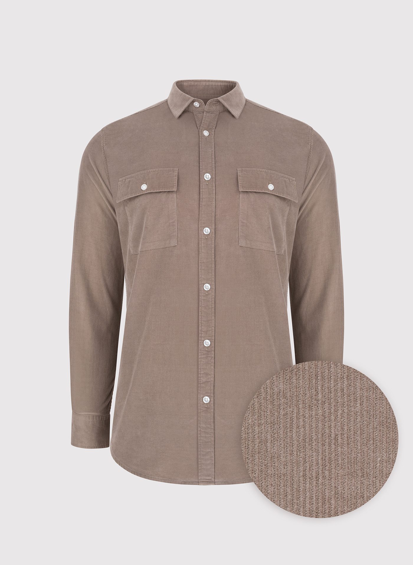PAKO LORENTE - Brązowa koszula sztruksowa z kieszeniami na piersi - Pako Lorente
