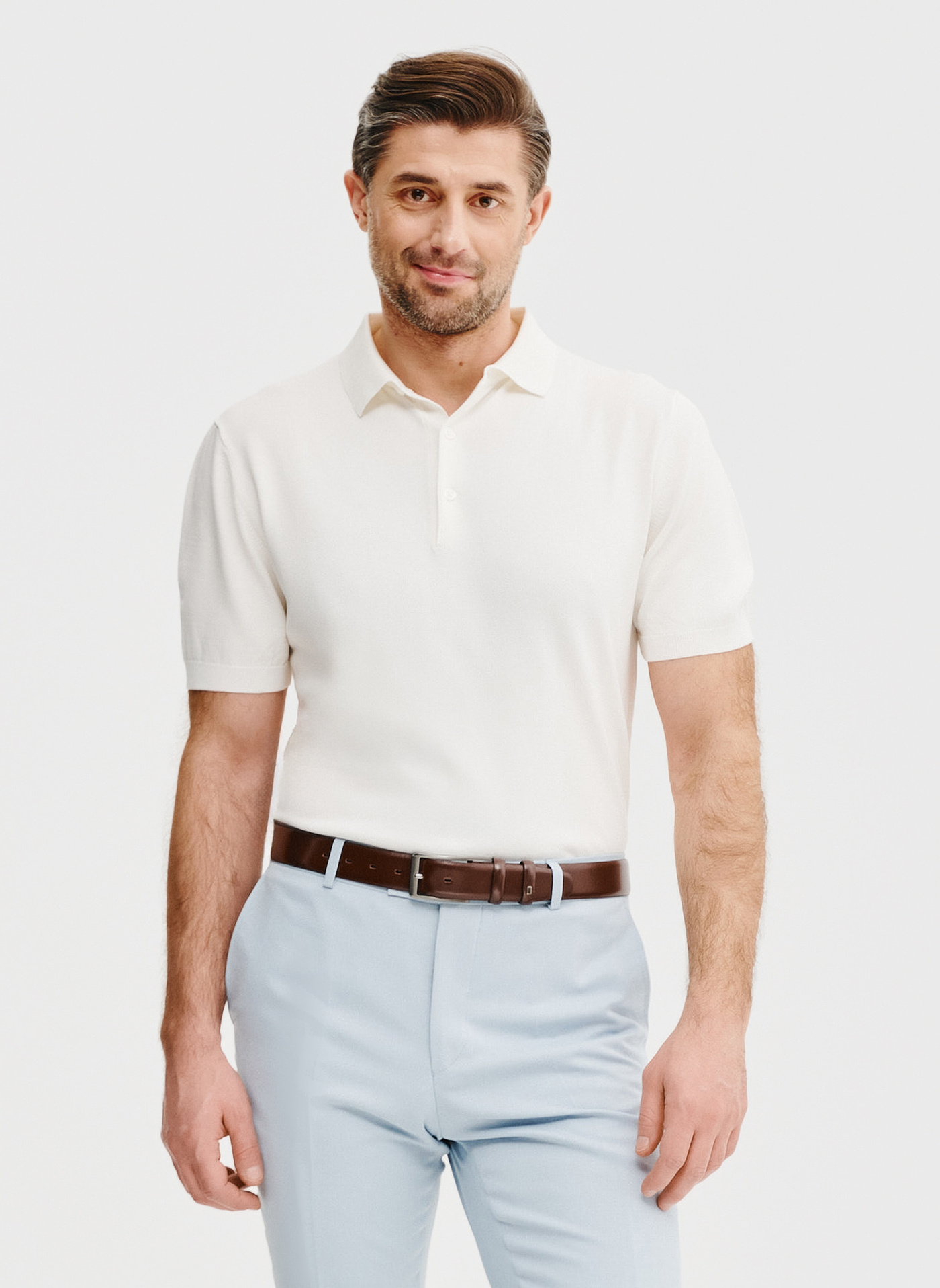 Biały t-shirt polo - Pako Lorente