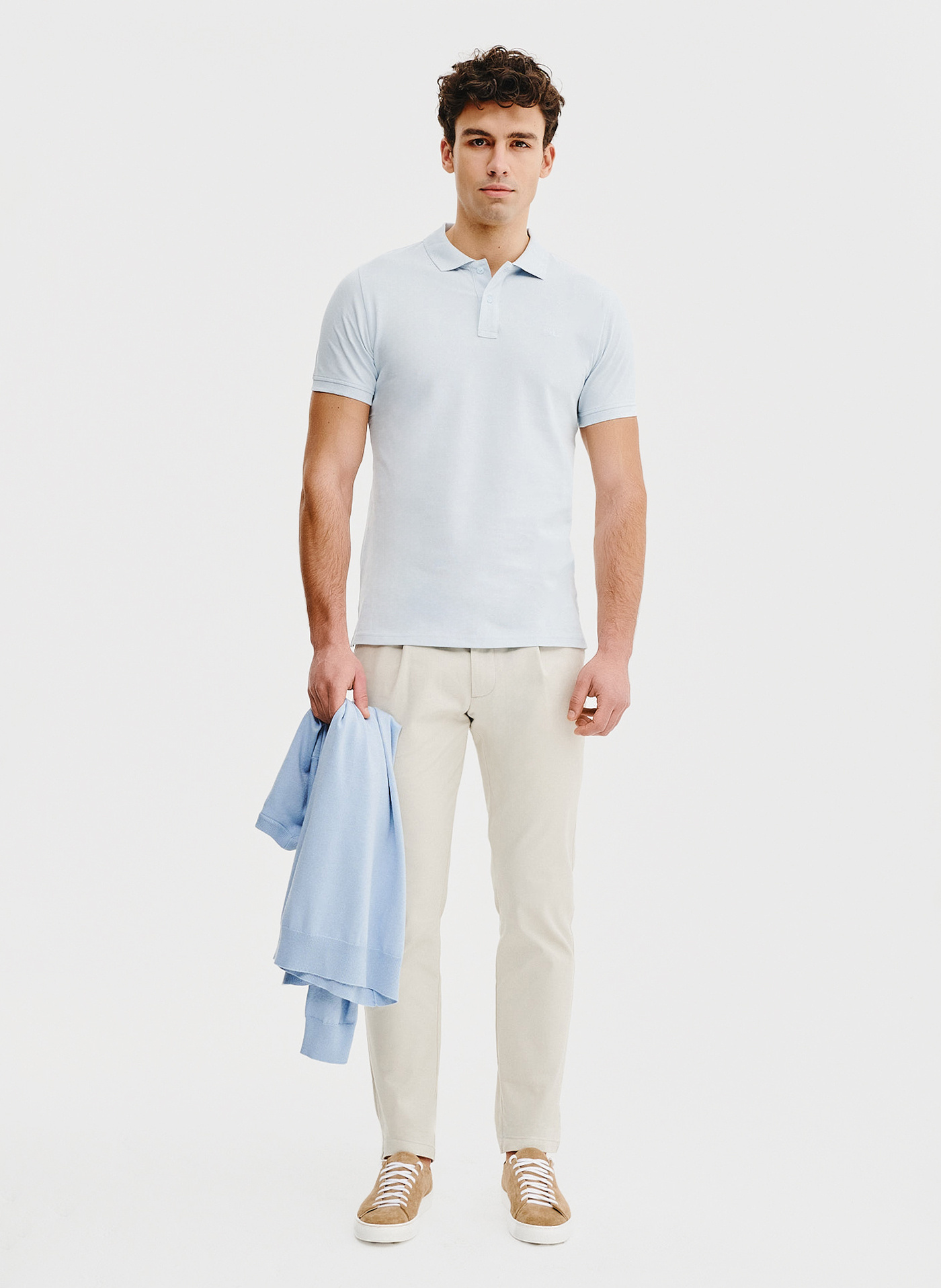 Gładki t-shirt polo w błękitnym kolorze - Pako Lorente