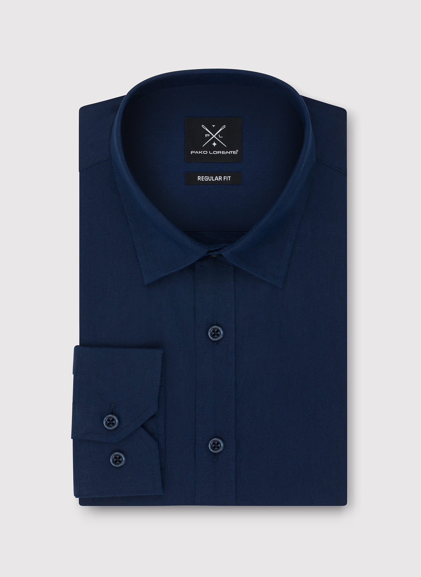 PAKO LORENTE - Granatowa koszula męska z lnem - Pako Lorente
