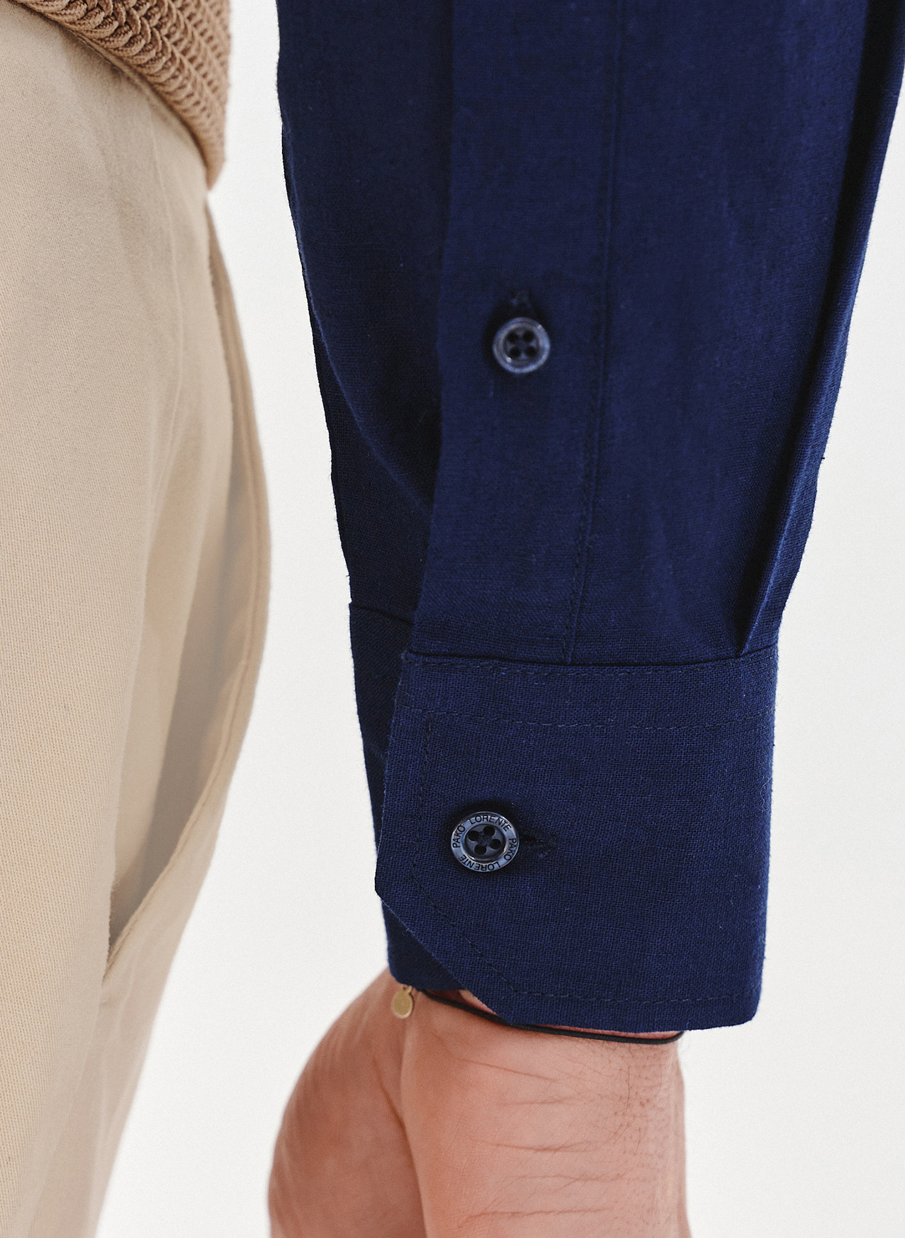 PAKO LORENTE - Granatowa koszula męska z lnem - Pako Lorente