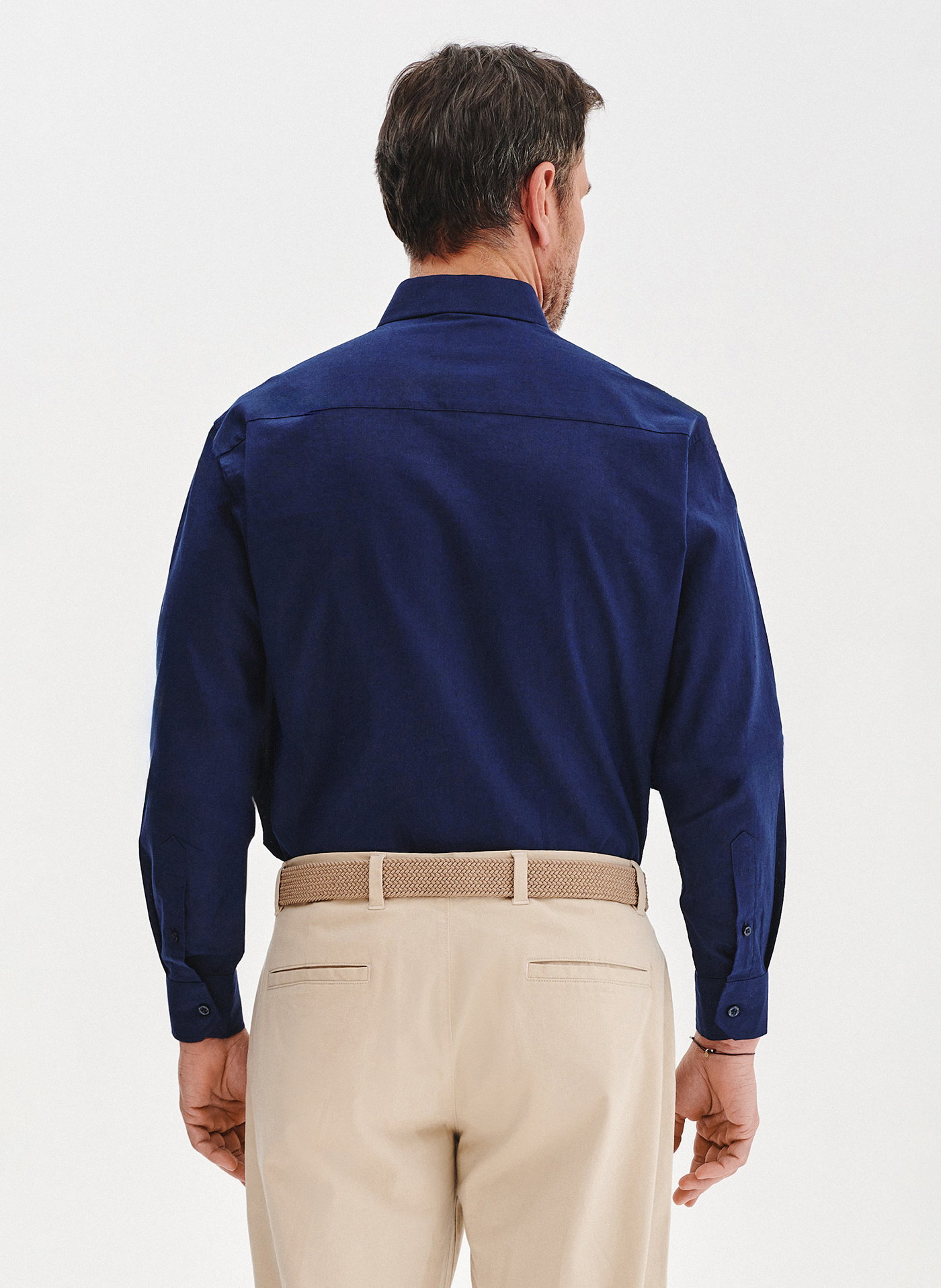 PAKO LORENTE - Granatowa koszula męska z lnem - Pako Lorente