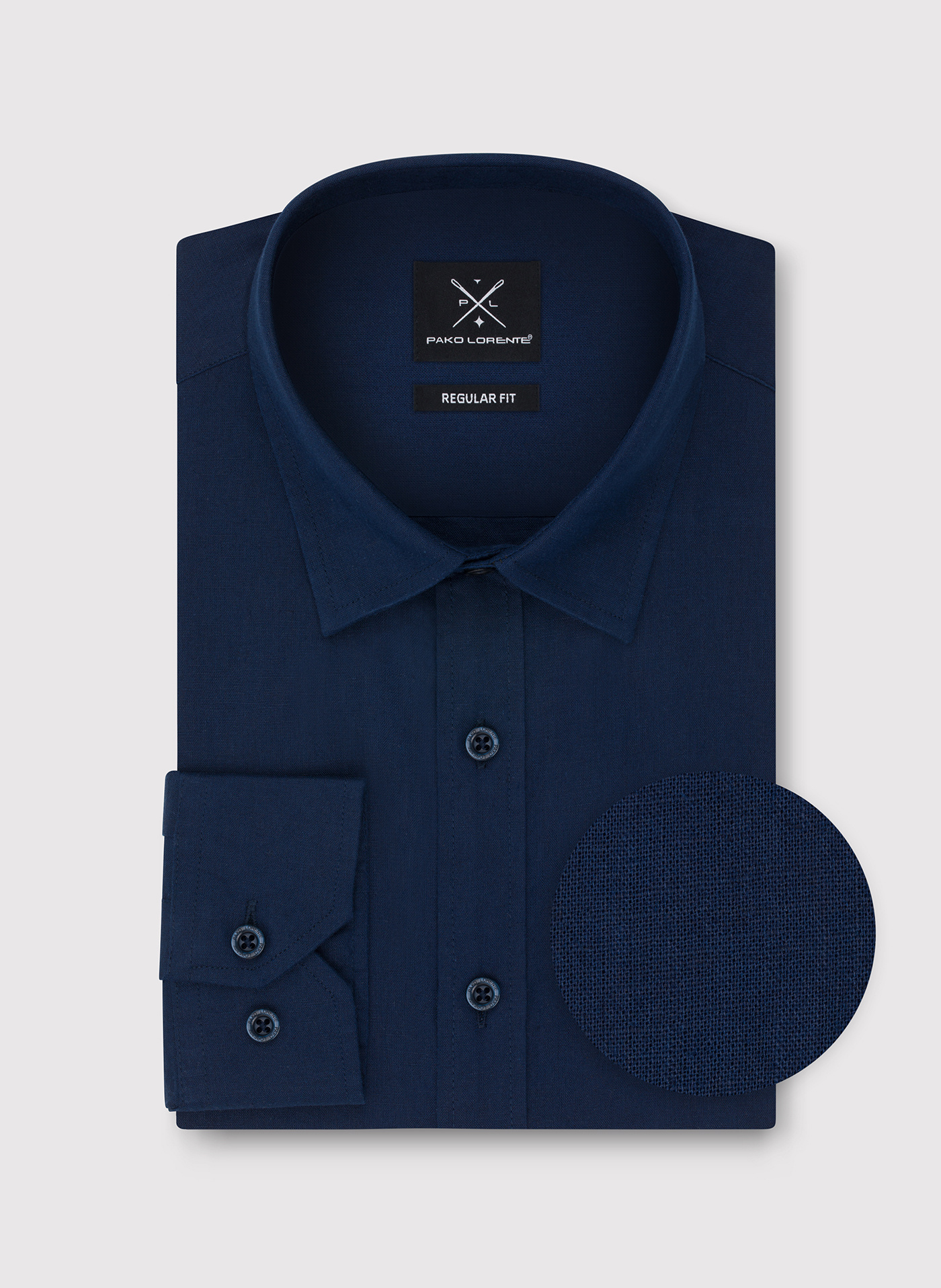 PAKO LORENTE - Granatowa koszula męska z lnem - Pako Lorente