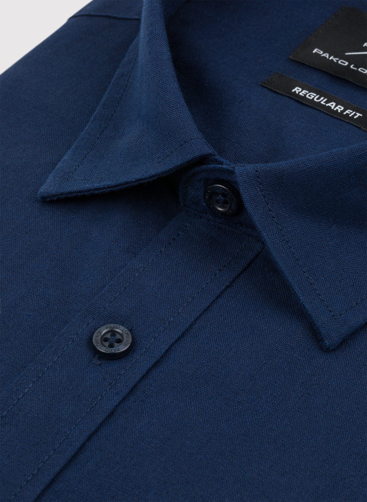 PAKO LORENTE - Granatowa koszula męska z lnem - Pako Lorente