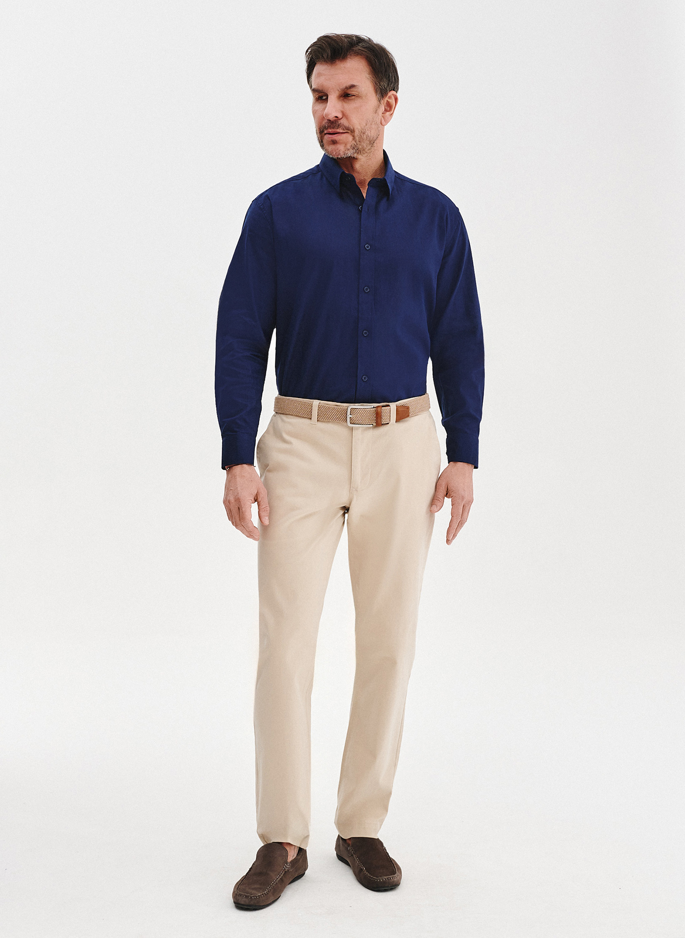 PAKO LORENTE - Granatowa koszula męska z lnem - Pako Lorente