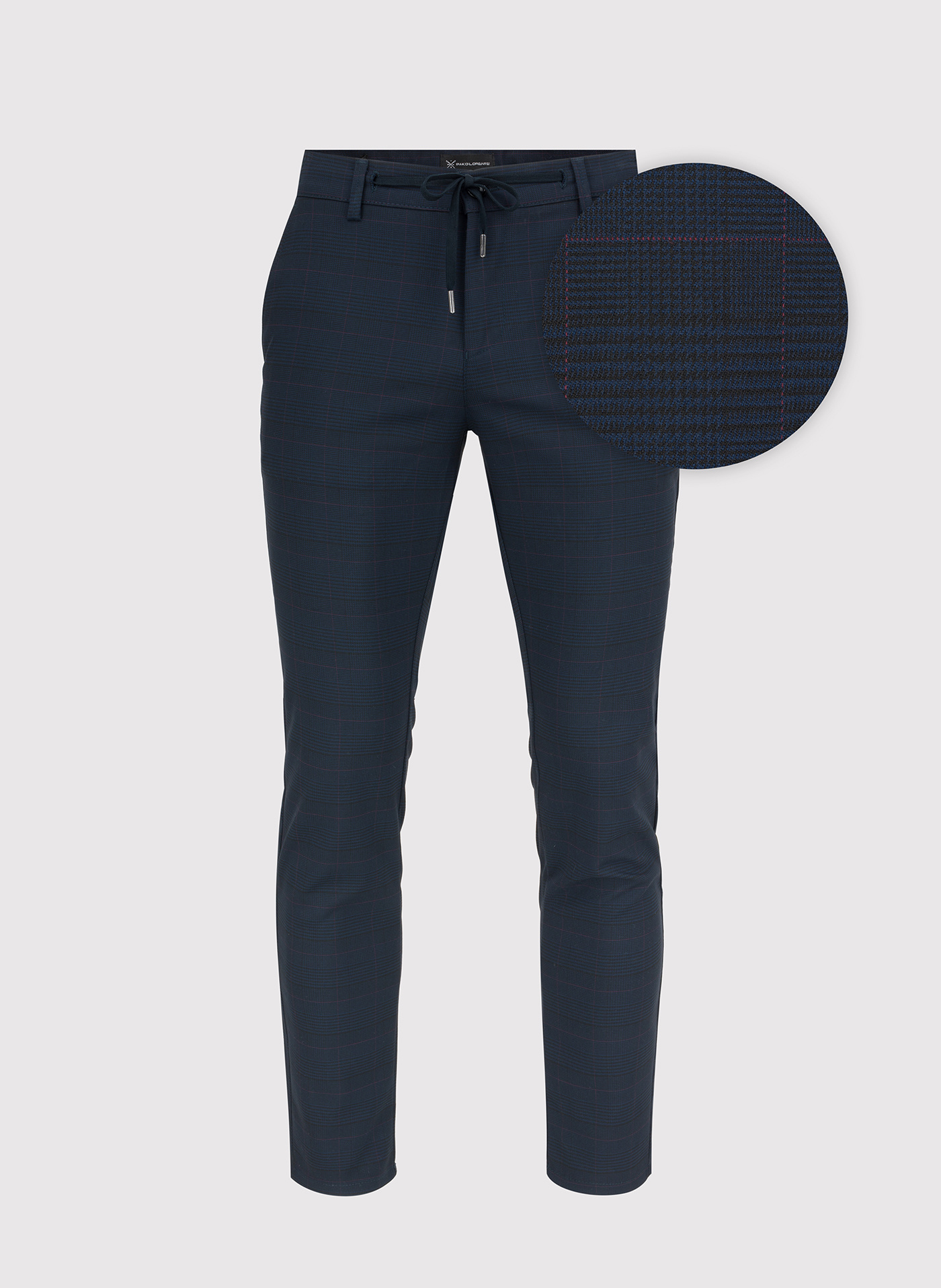 Męskie spodnie w kolorze granatowym w kratę - Pako Lorente