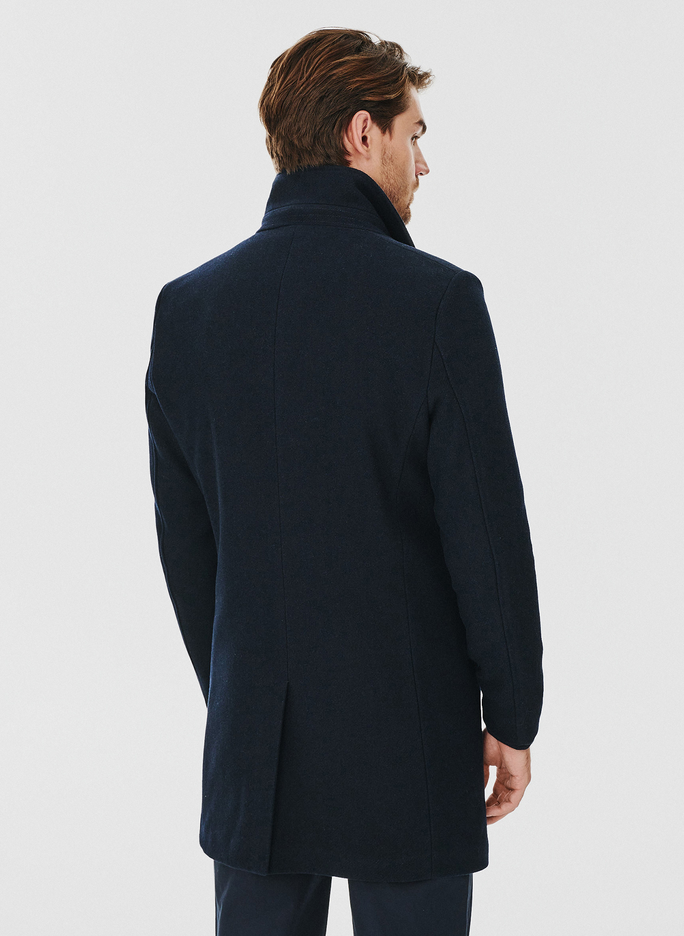 Wełniany płaszcz męski w kolorze granatowym - Pako Lorente