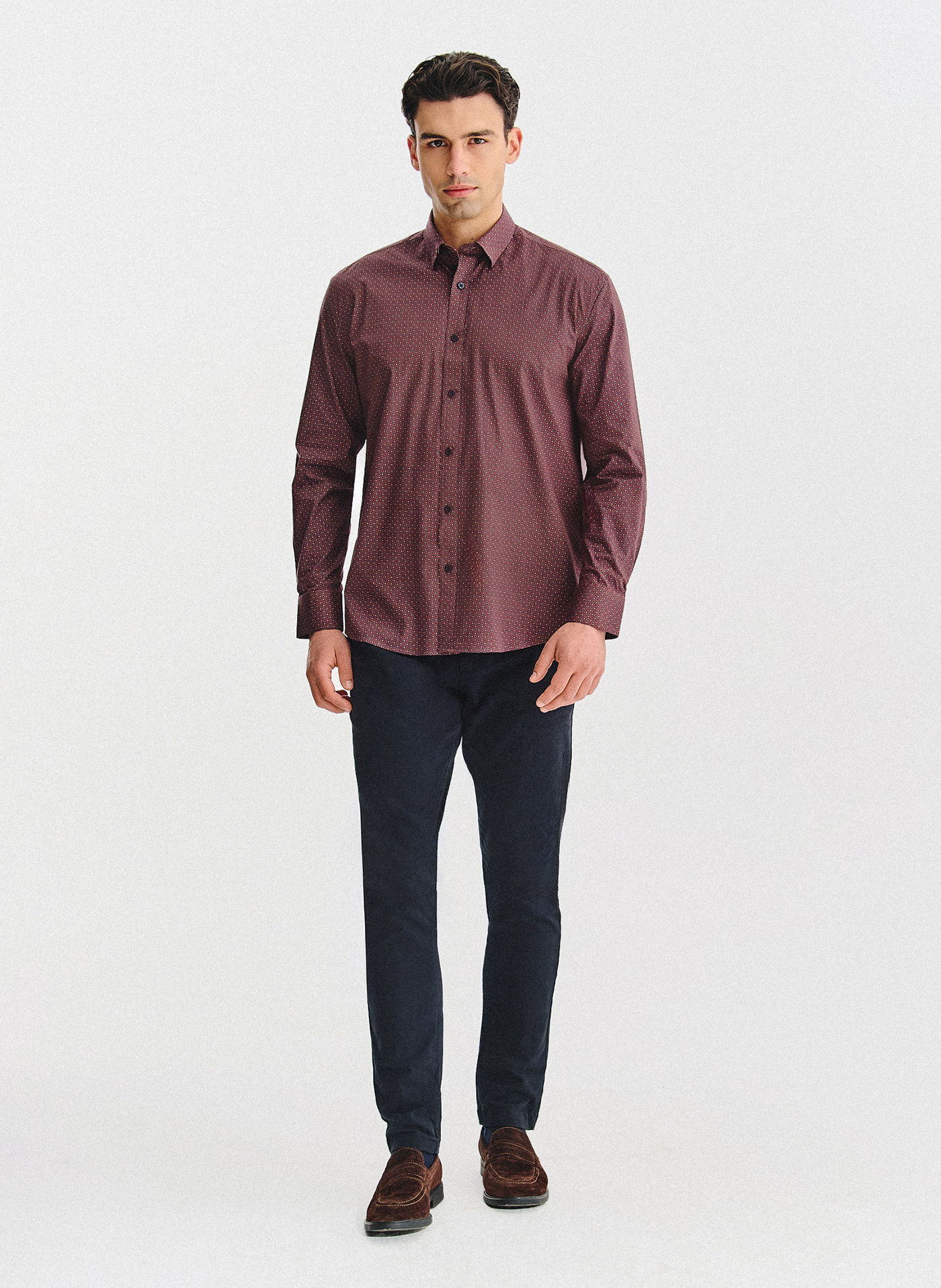 PAKO LORENTE - Bordowa koszula w geometryczny wzór - Pako Lorente
