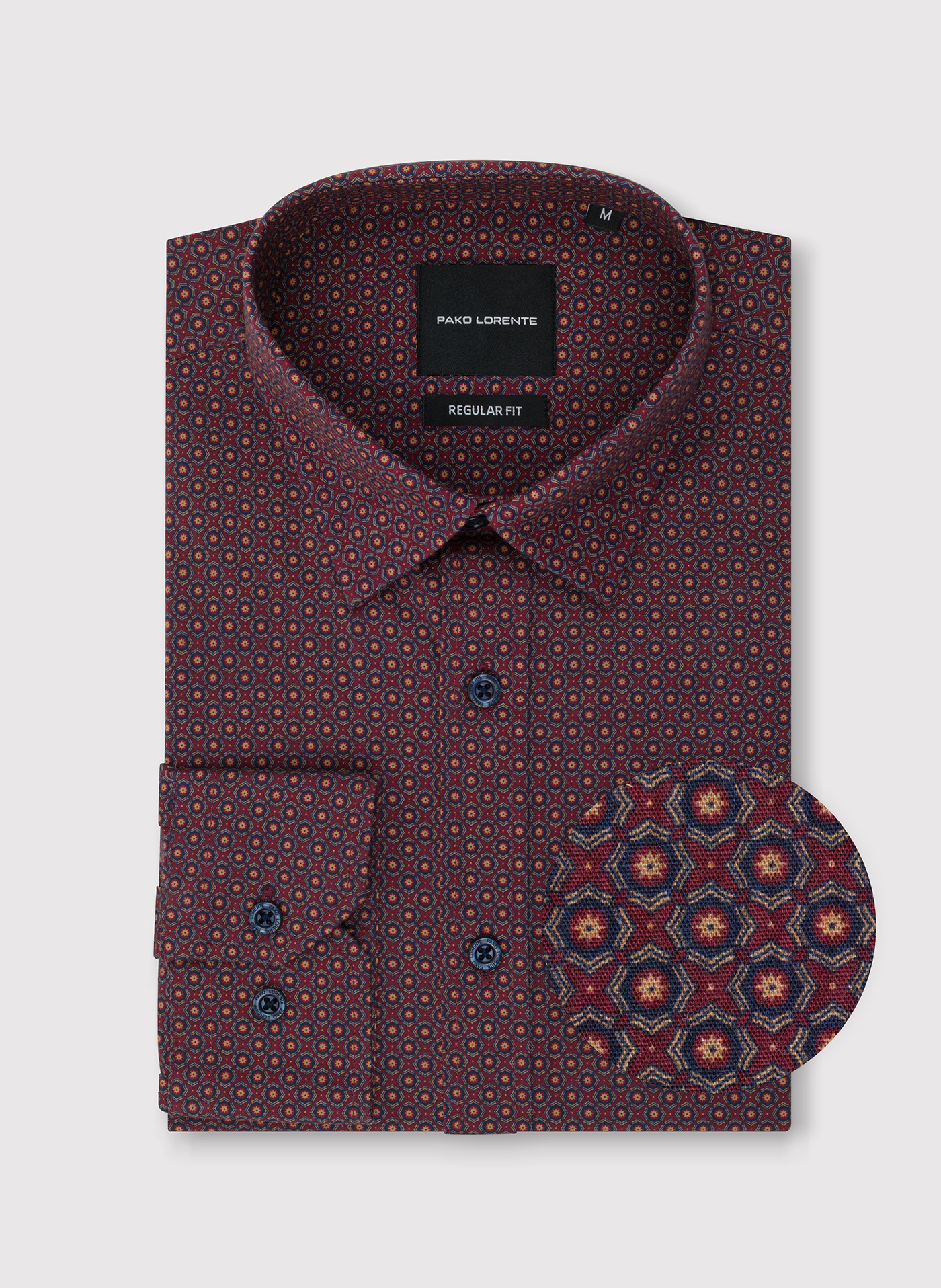 PAKO LORENTE - Bordowa koszula w geometryczny wzór - Pako Lorente