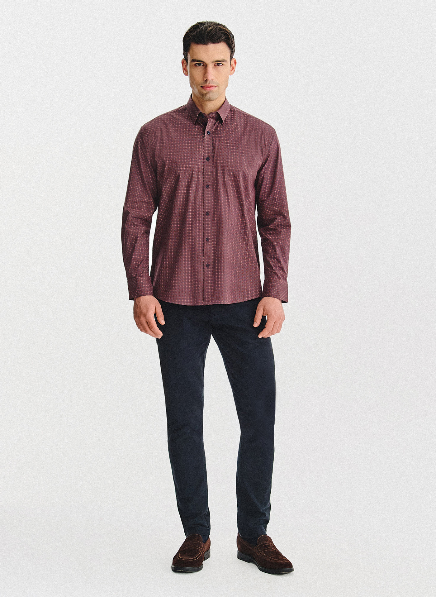 PAKO LORENTE - Bordowa koszula w geometryczny wzór - Pako Lorente