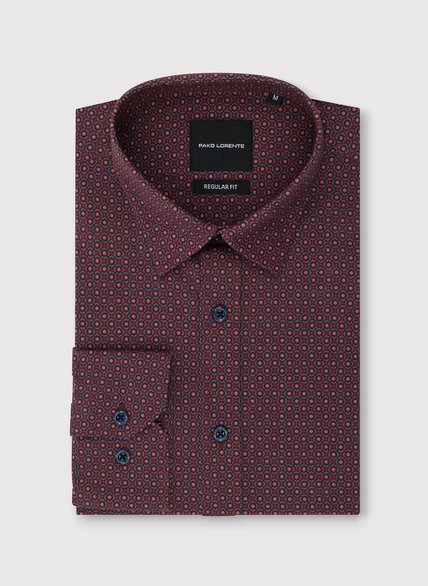 PAKO LORENTE - Bordowa koszula w geometryczny wzór - Pako Lorente