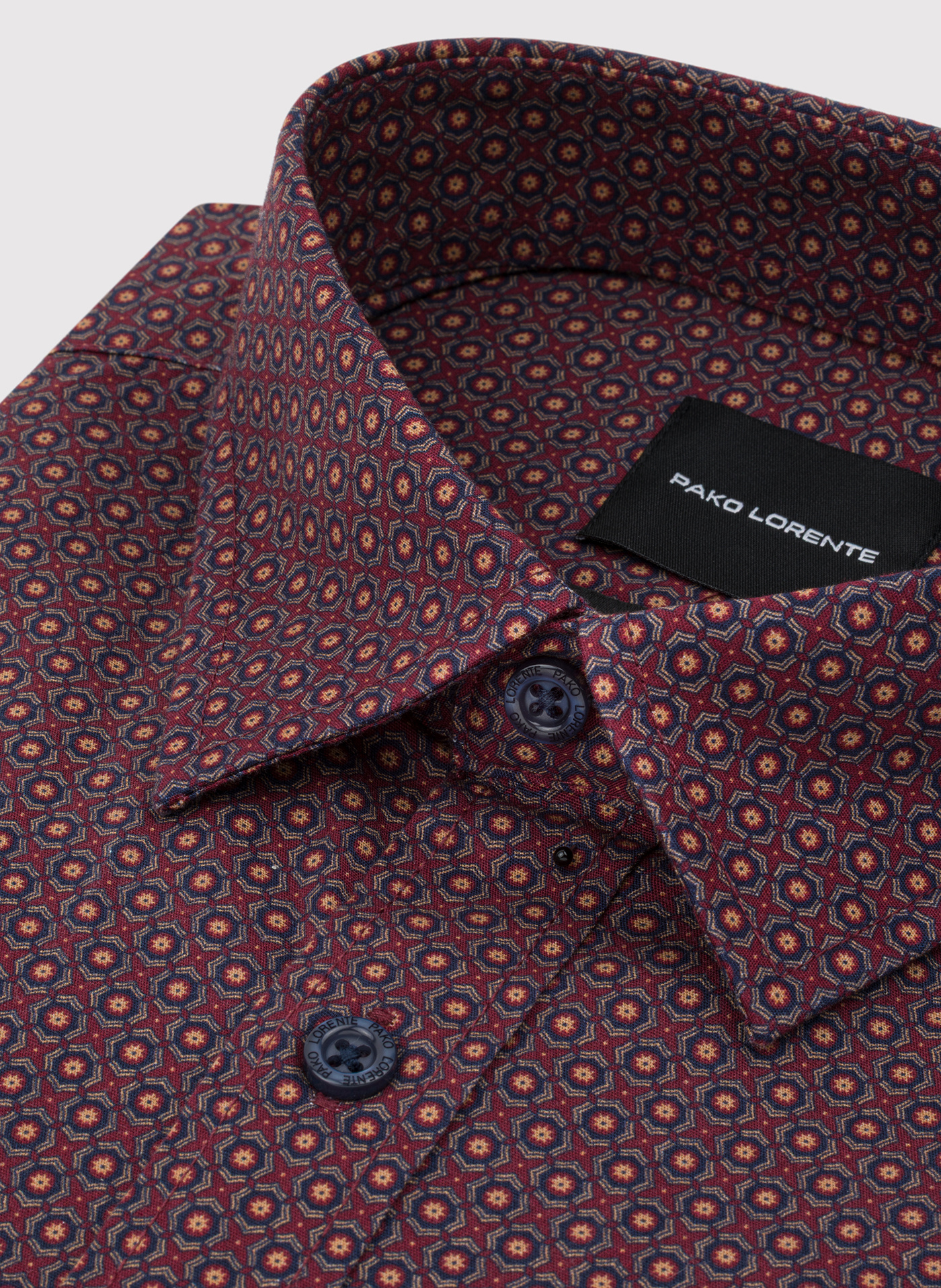 PAKO LORENTE - Bordowa koszula w geometryczny wzór - Pako Lorente