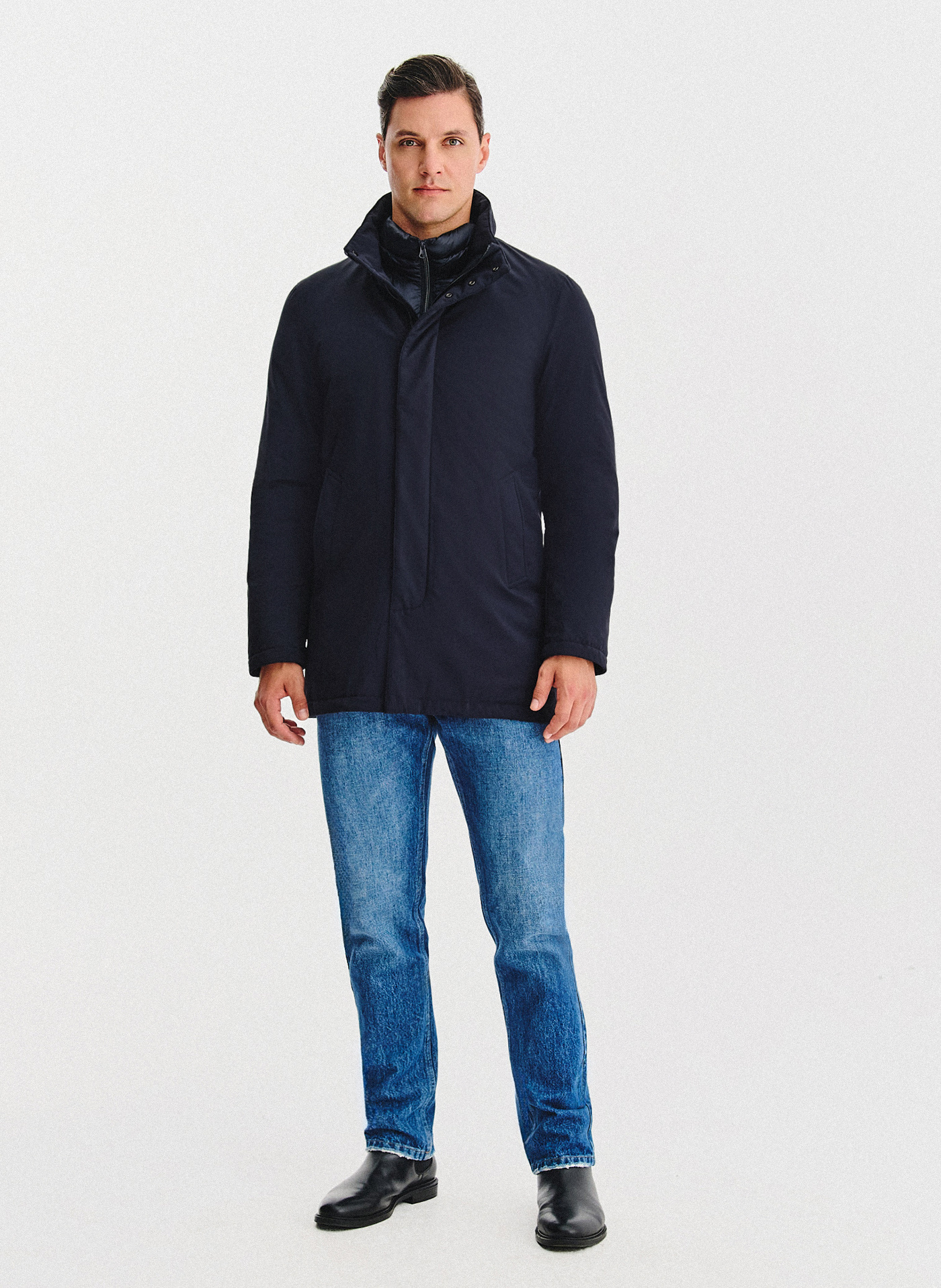 Granatowa kurtka z odpinanym kołnierzem - Pako Lorente