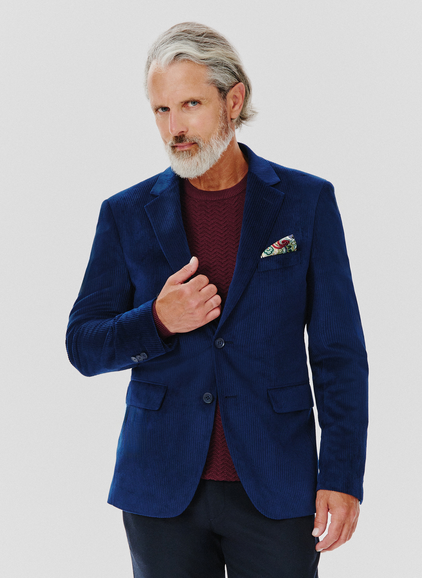 Sztruksowa jednorzędowa marynarka męska - Pako Lorente