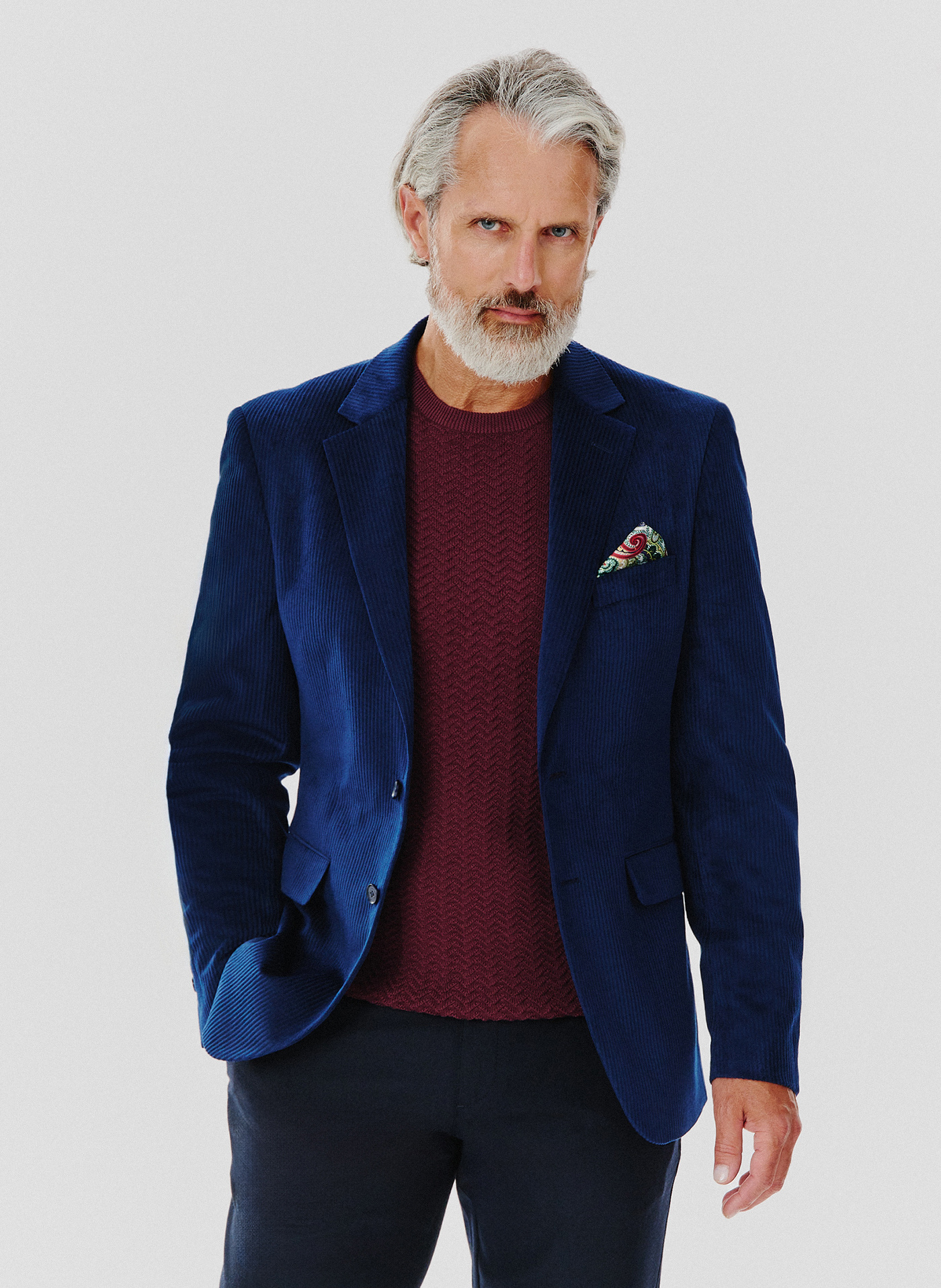 Sztruksowa jednorzędowa marynarka męska - Pako Lorente