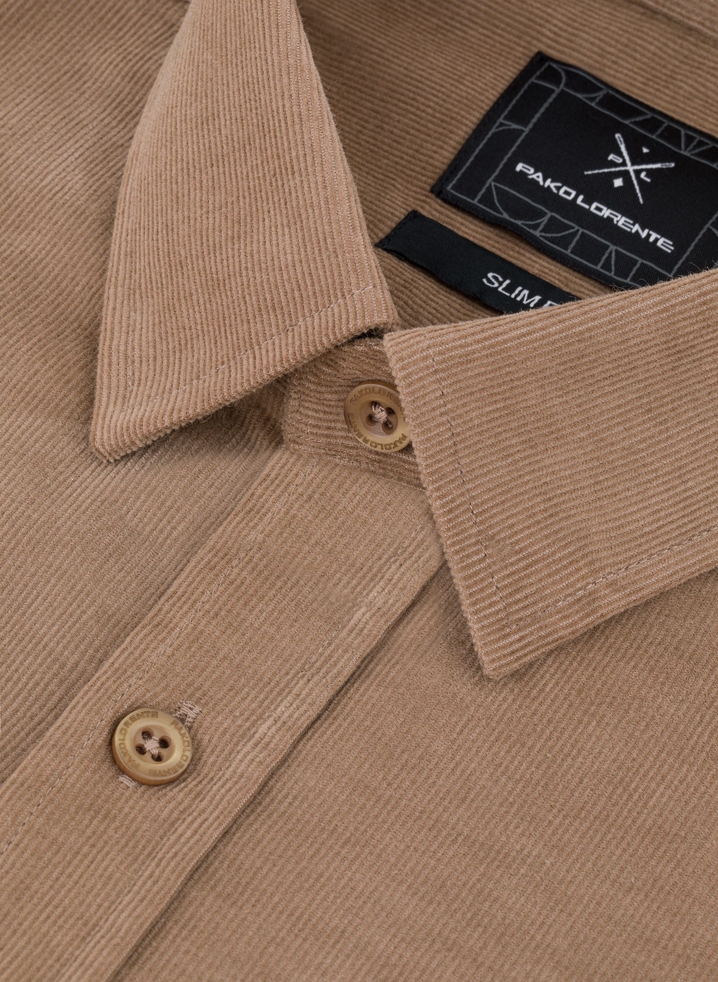 Sztruksowa koszula męska w kolorze beżowym - Pako Lorente