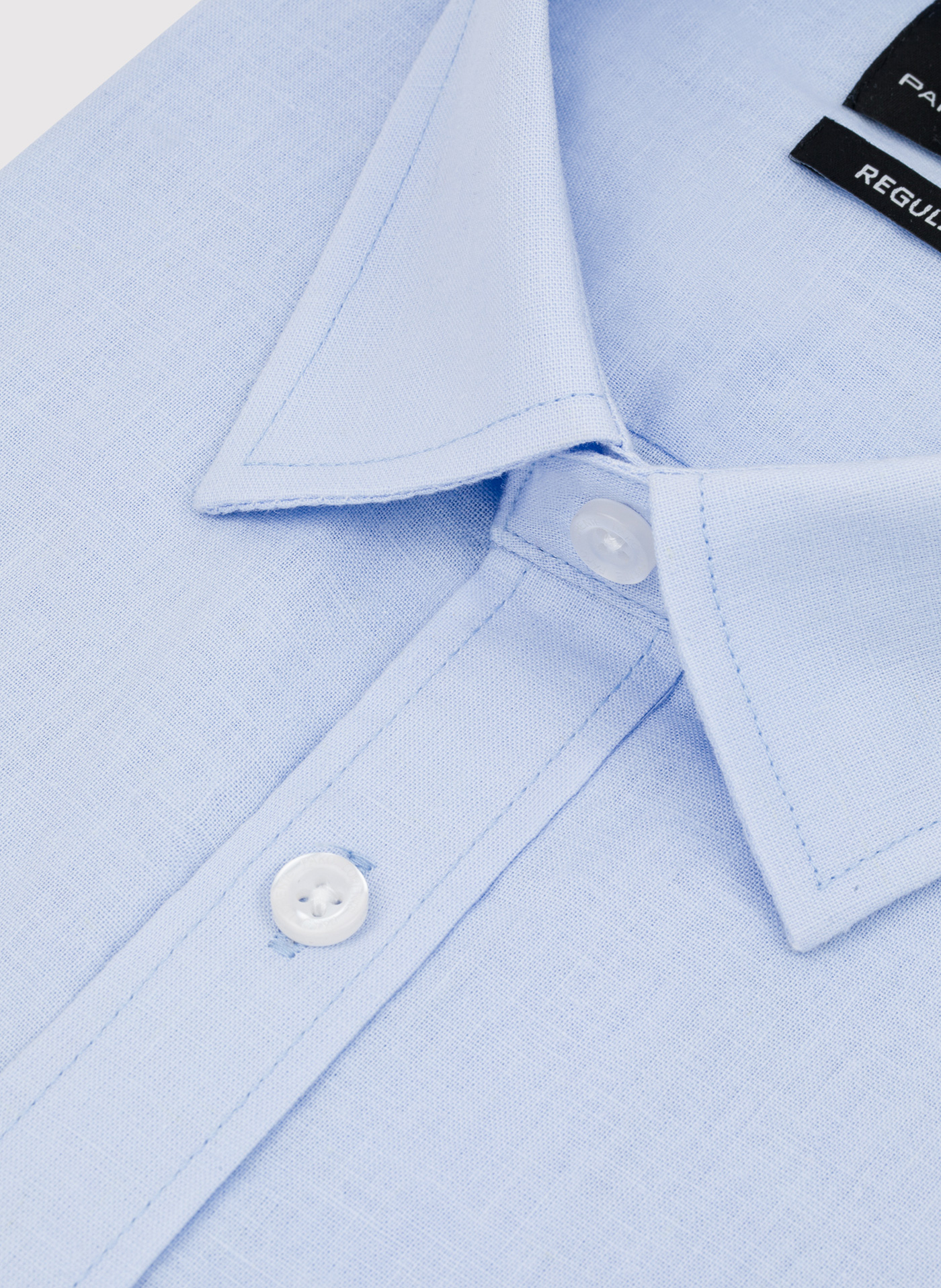 PAKO LORENTE - Lniana niebieska koszula z krótkim rękawem - Pako Lorente