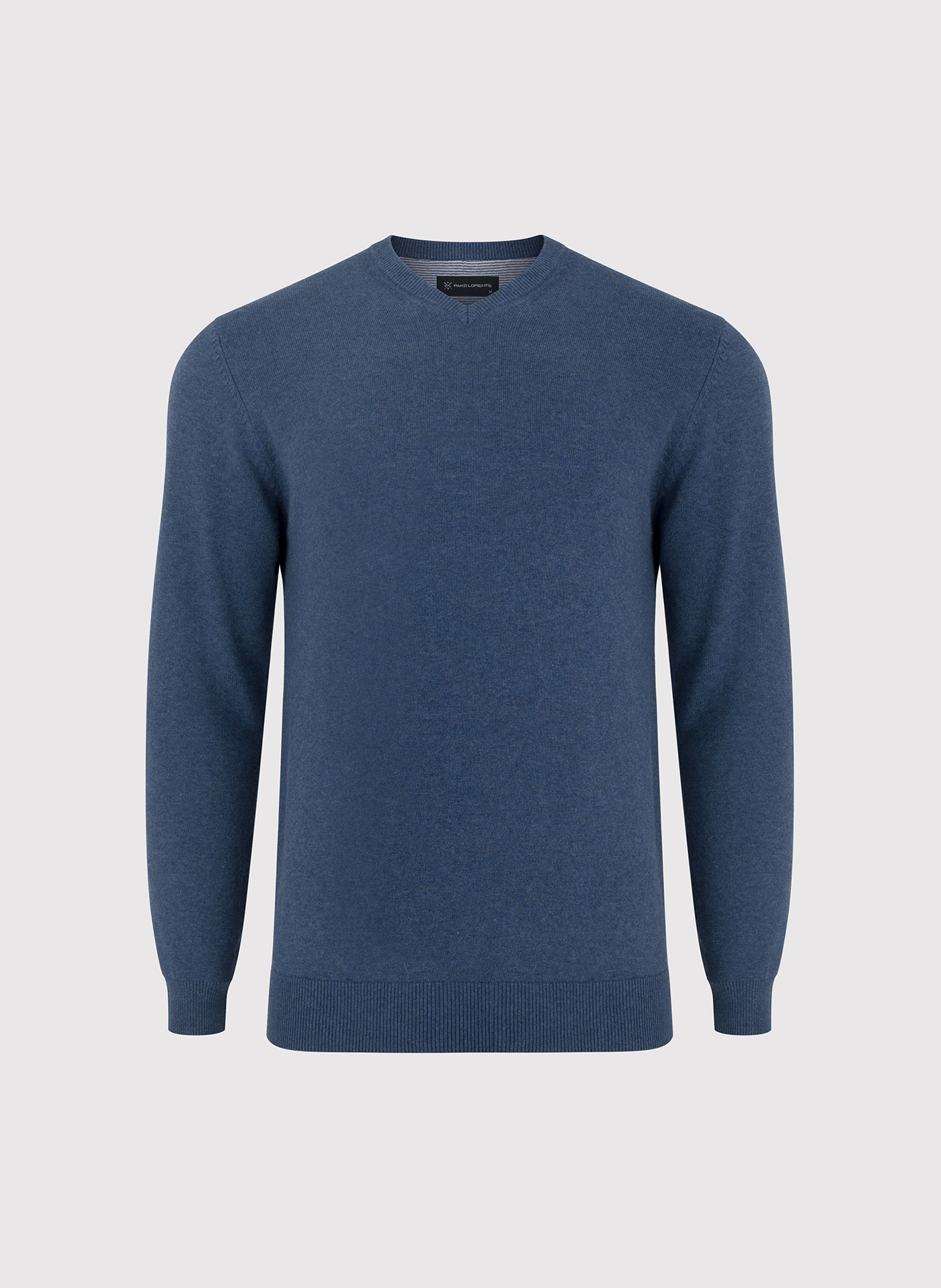 Niebieski męski sweter w serek - Pako Lorente