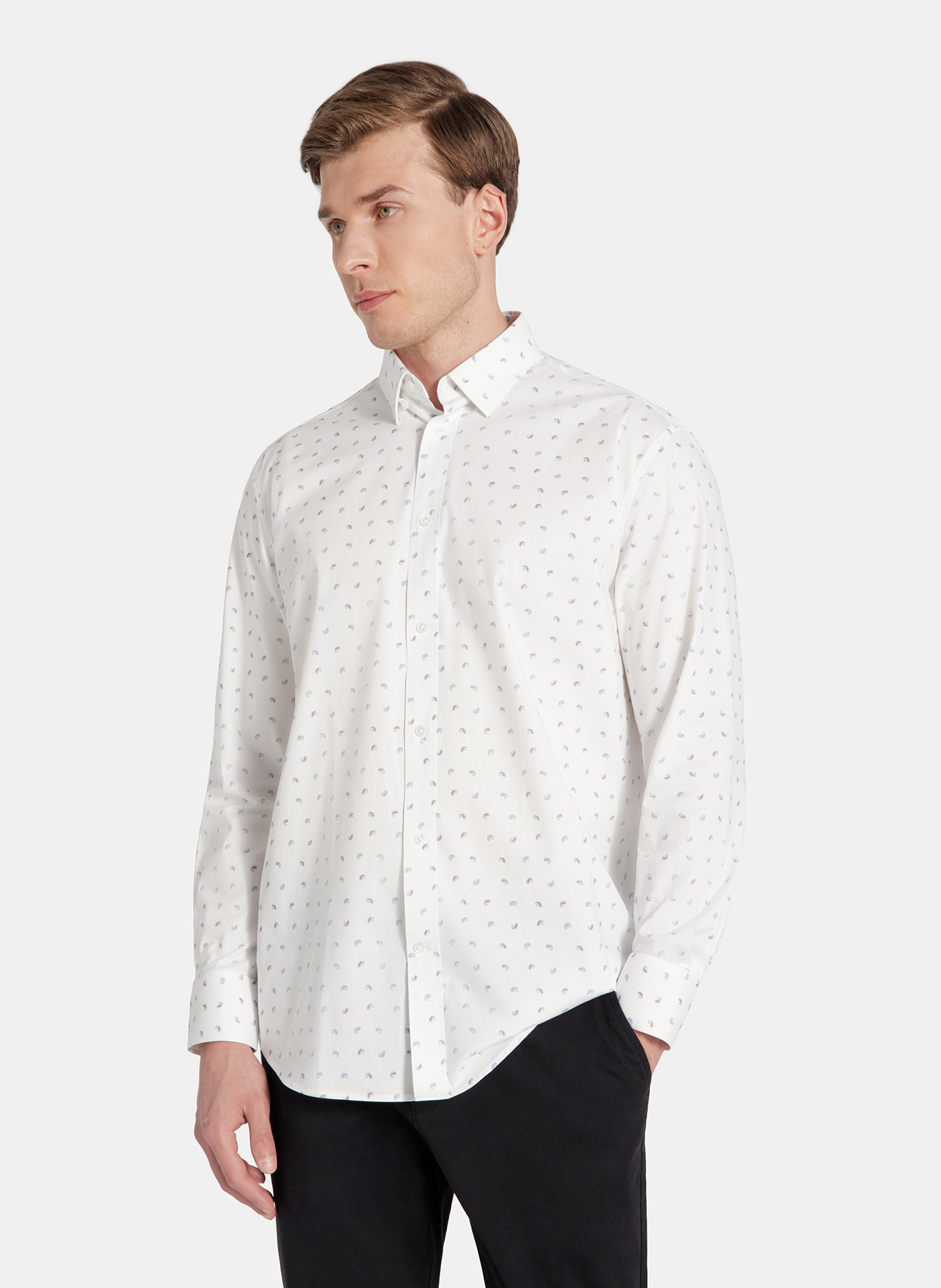 PAKO LORENTE - Biała koszula męska paisley - Pako Lorente