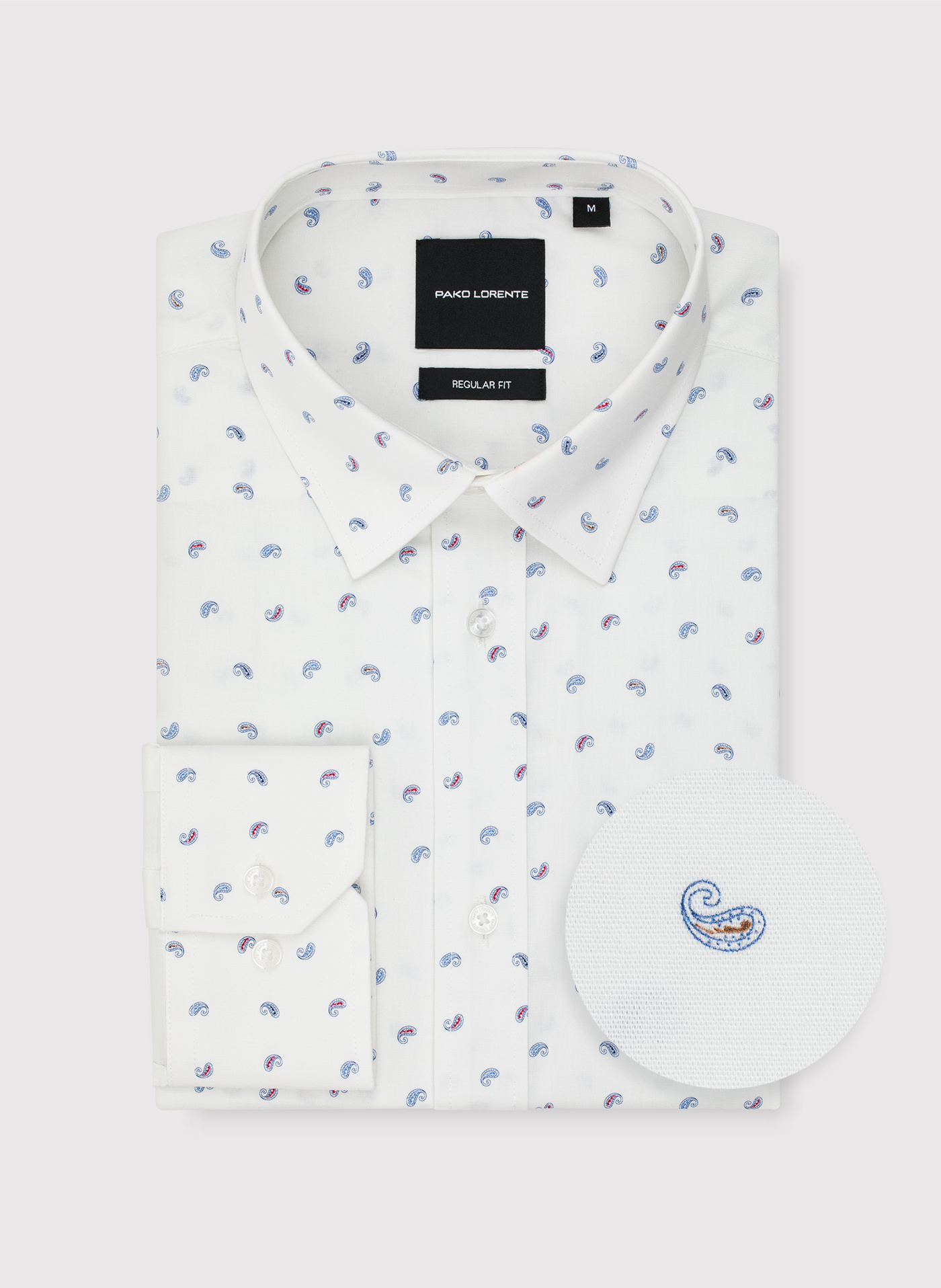 PAKO LORENTE - Biała koszula męska paisley - Pako Lorente