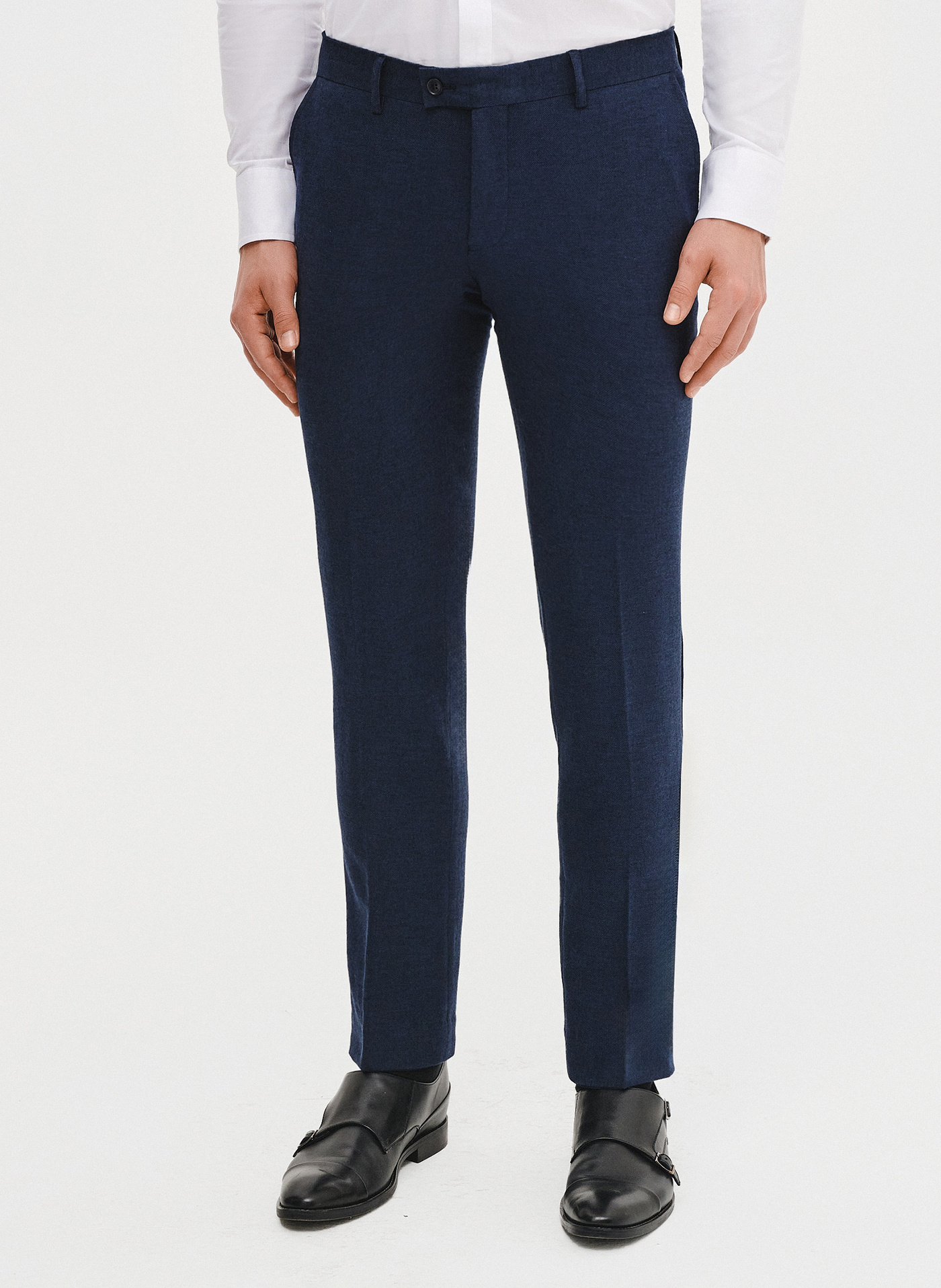 PAKO LORENTE - Granatowe spodnie ganiturowe z lnem - Pako Lorente