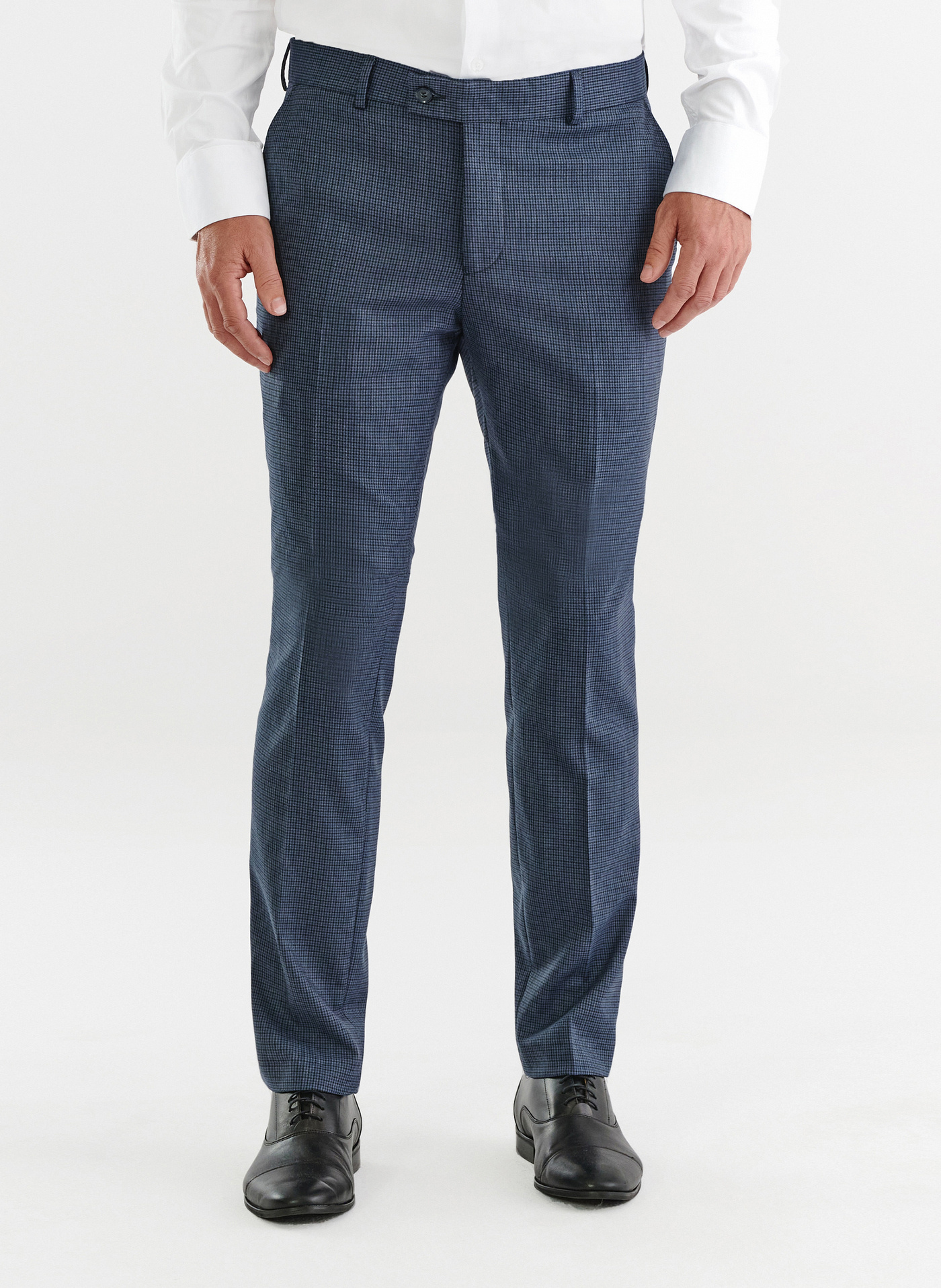 Granatowe spodnie garniturowe w pepitkę - Pako Lorente