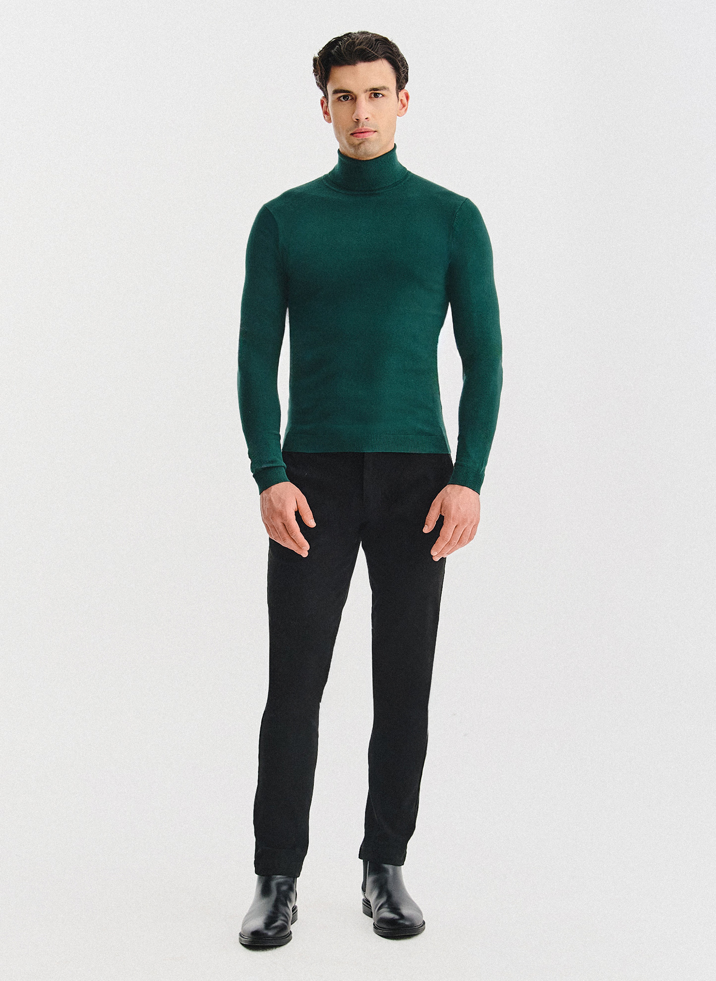 PAKO LORENTE - Ciemnozielony gładki golf męski - Pako Lorente