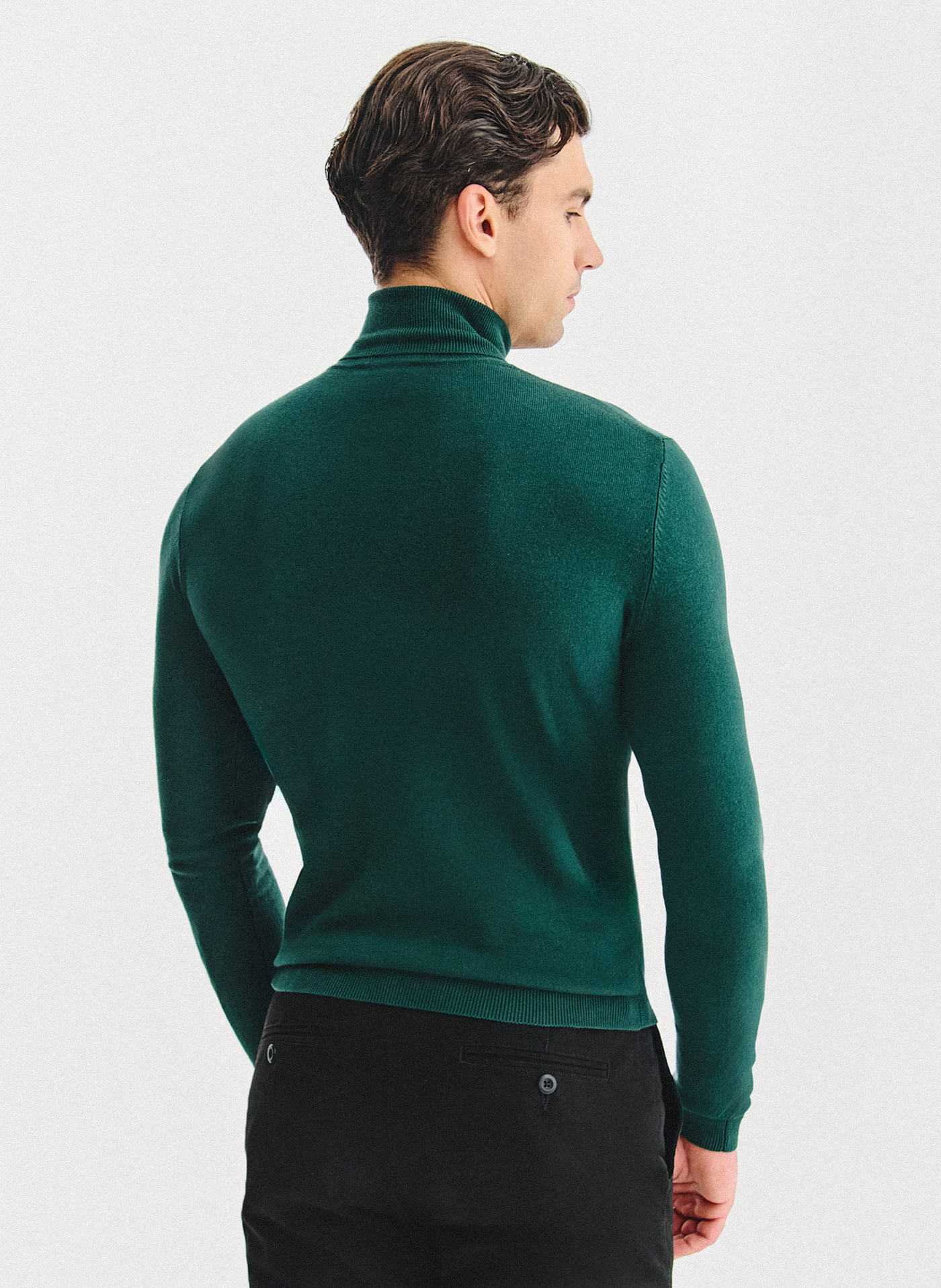 PAKO LORENTE - Ciemnozielony gładki golf męski - Pako Lorente