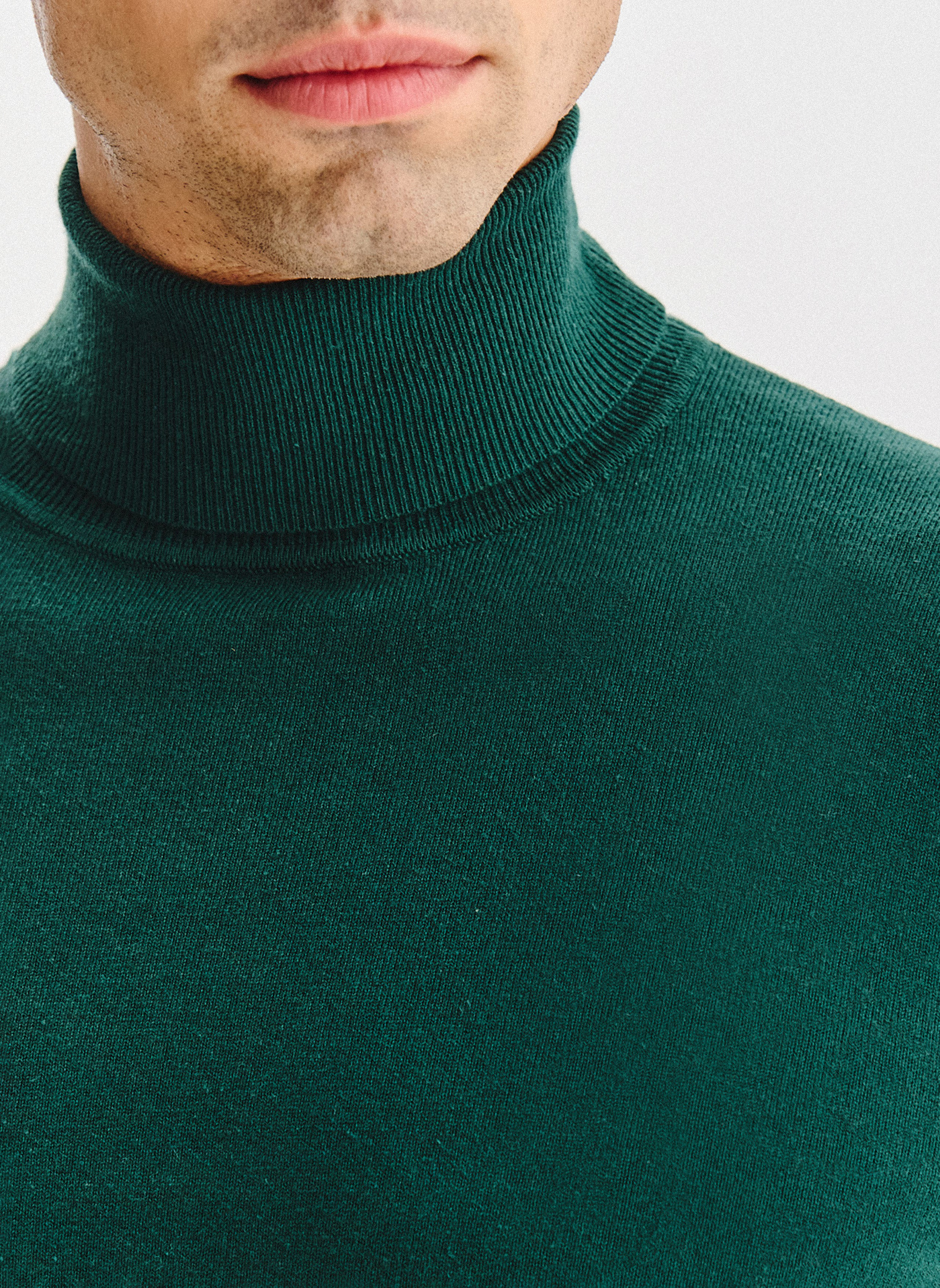 PAKO LORENTE - Ciemnozielony gładki golf męski - Pako Lorente