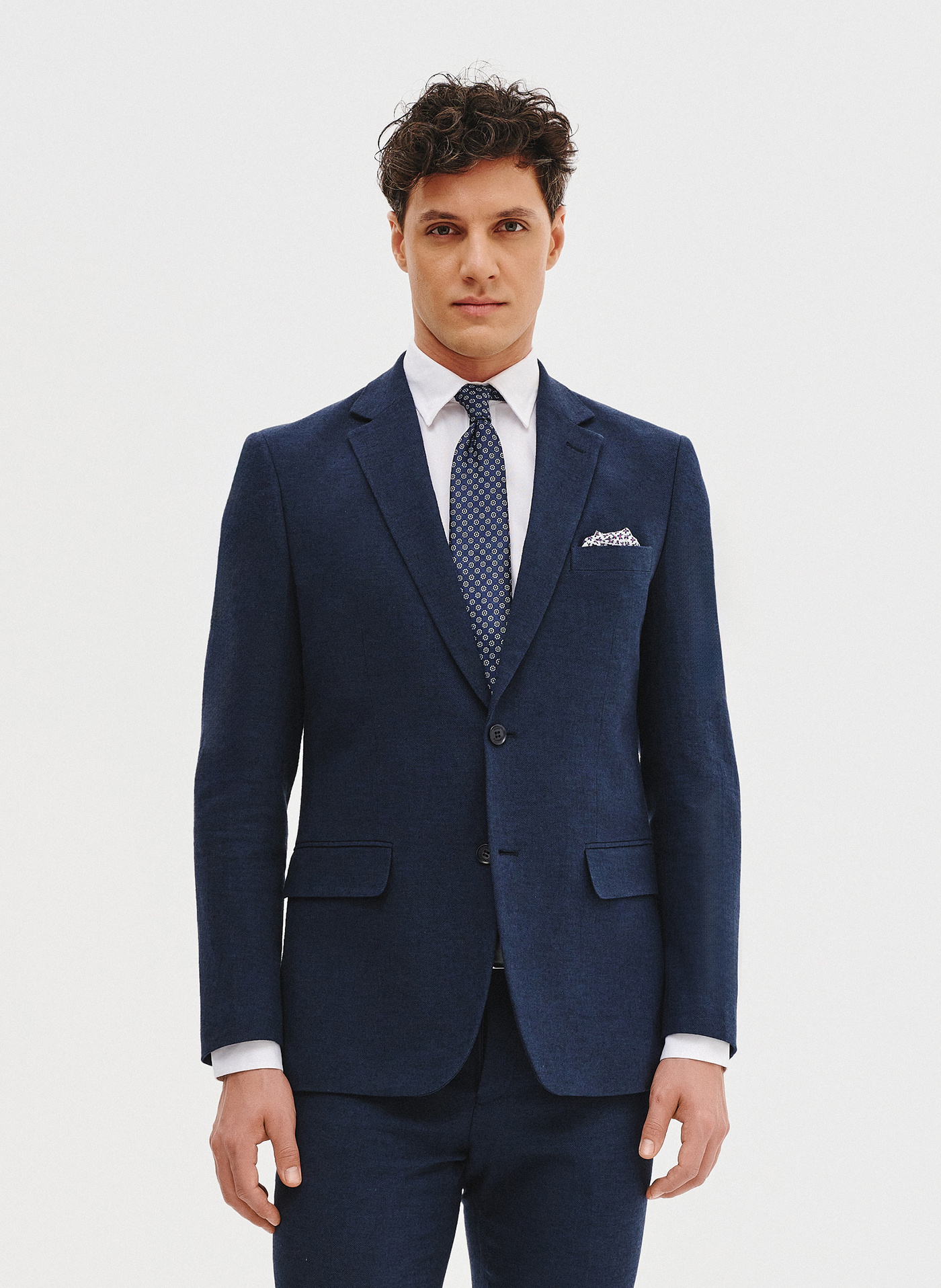 PAKO LORENTE - Granatowa marynarka garniturowa z lnem - Pako Lorente