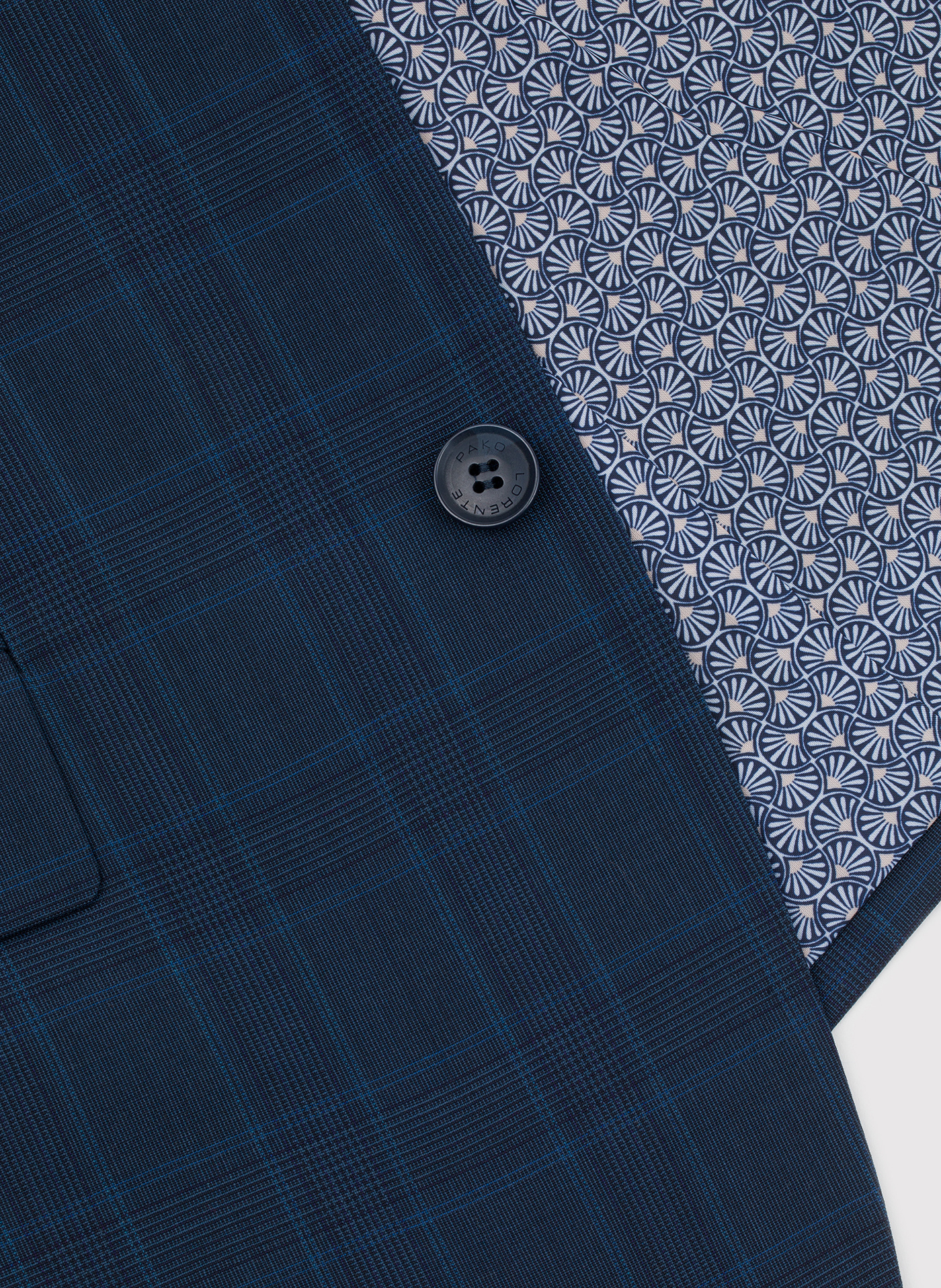 Granatowa marynarka garniturowa w delikatną niebieską kratkę - Pako Lorente