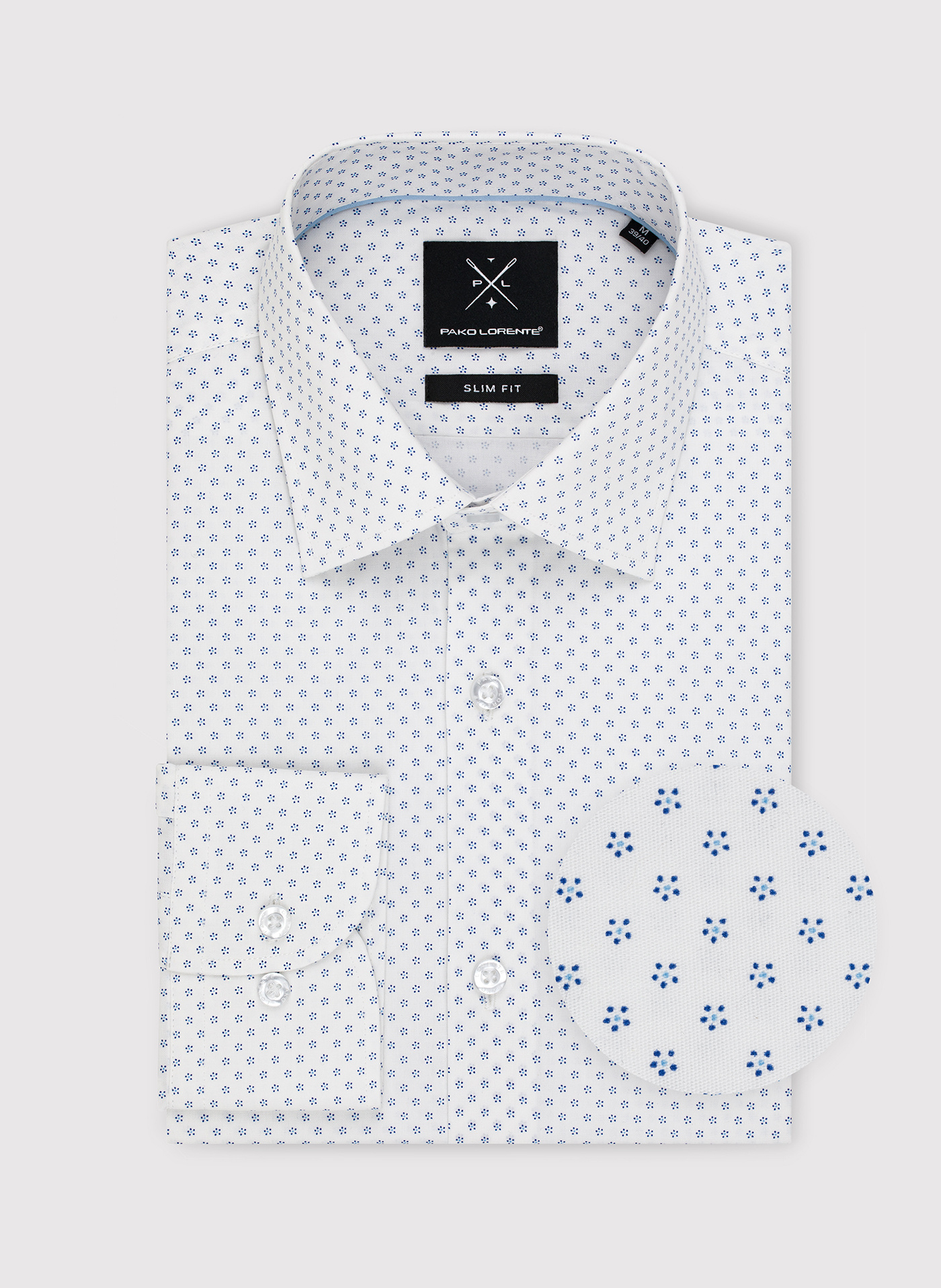 Biała koszula męska w mikrowzór - Pako Lorente