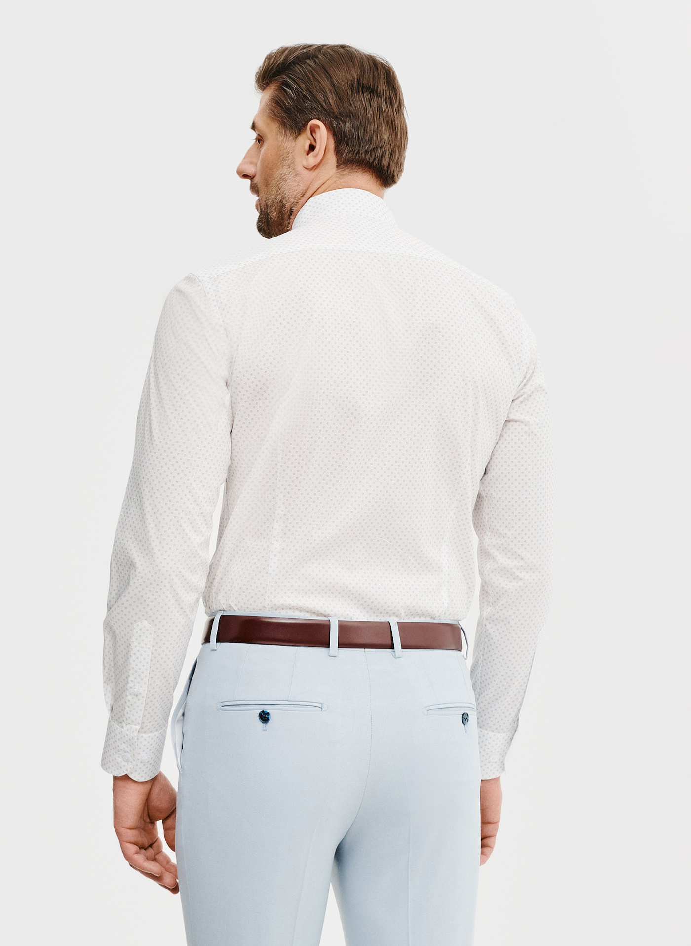 Biała koszula męska w mikrowzór - Pako Lorente