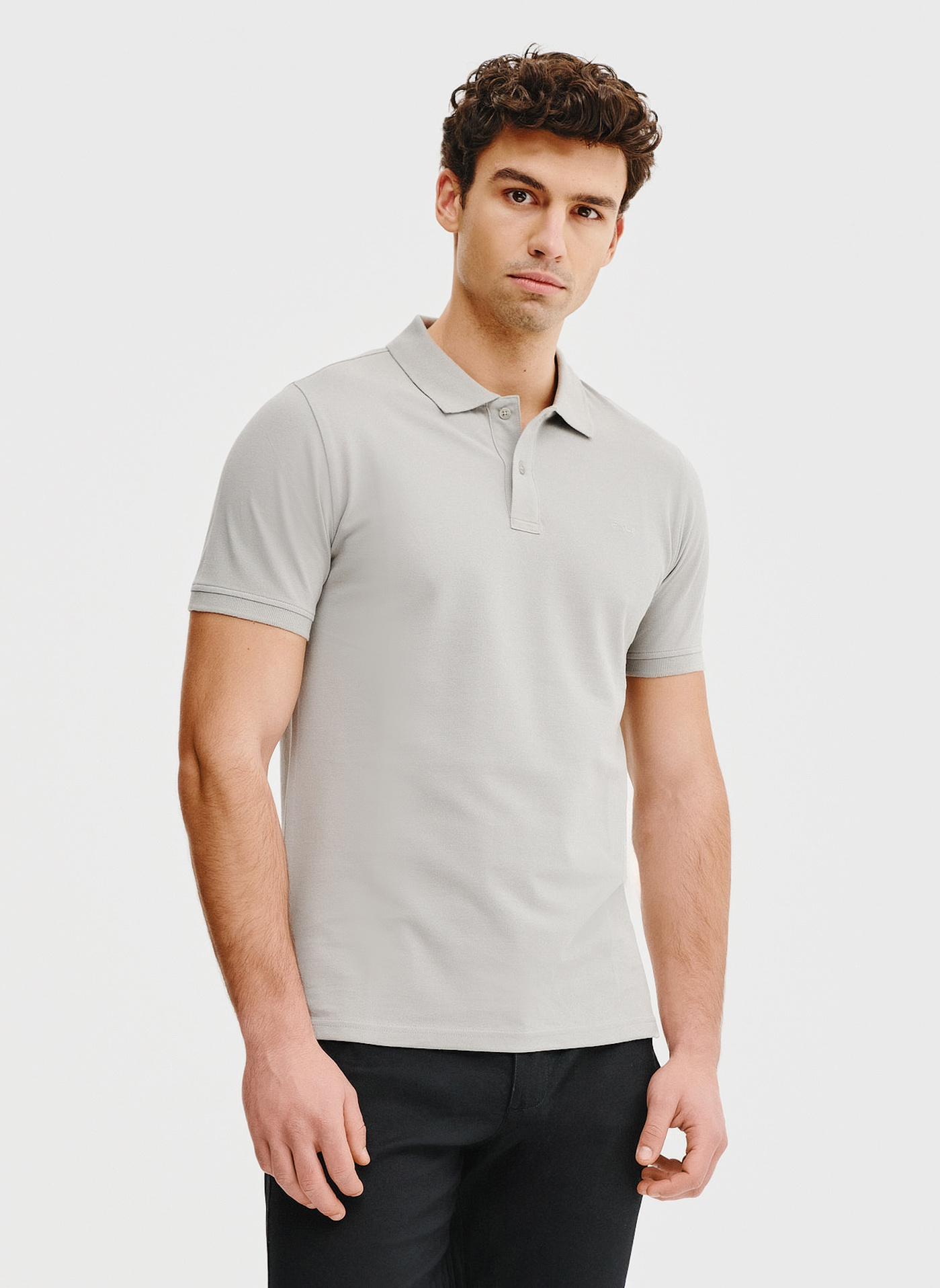 Gładki t-shirt polo w szarym kolorze - Pako Lorente