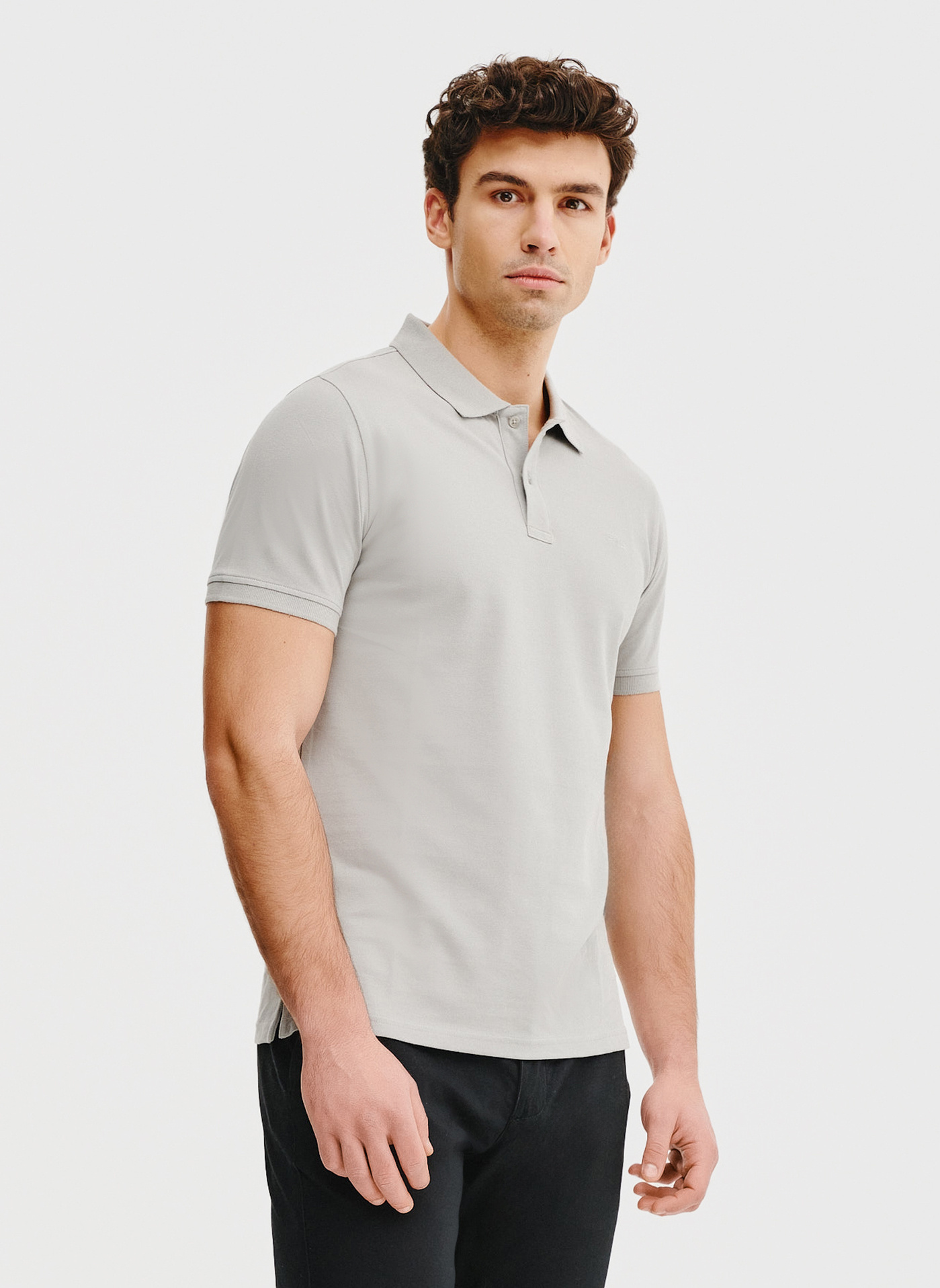 Gładki t-shirt polo w szarym kolorze - Pako Lorente