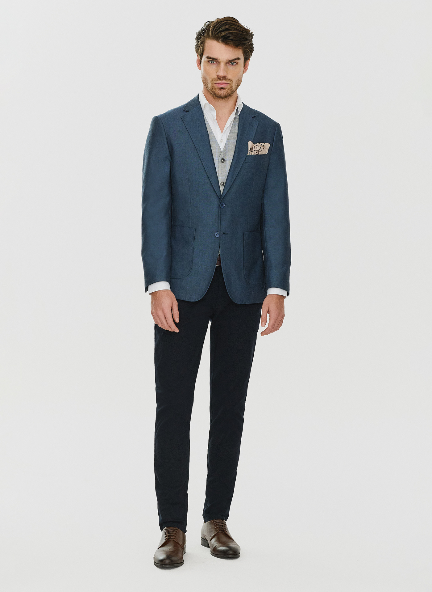 Granatowa marynarka męska bez podszewki - Pako Lorente