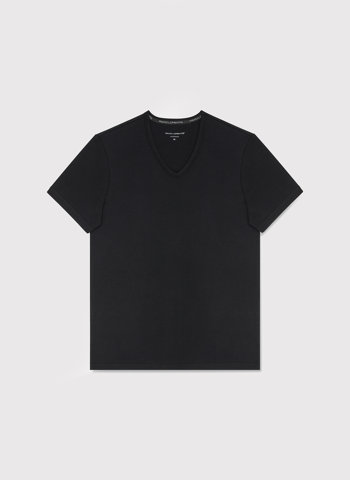 T-shirt v-neck w czarnym kolorze  dwupak - Pako Lorente