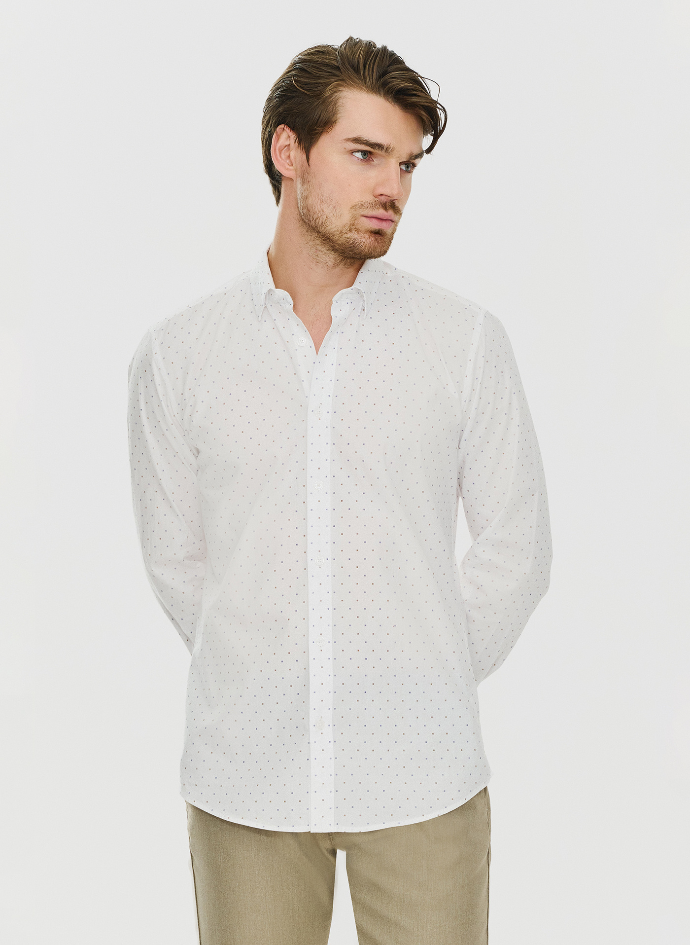 Elegancka koszula męska w delikatny wzorek P24SF-1X-021-B-S - Pako Lorente - Pako Lorente