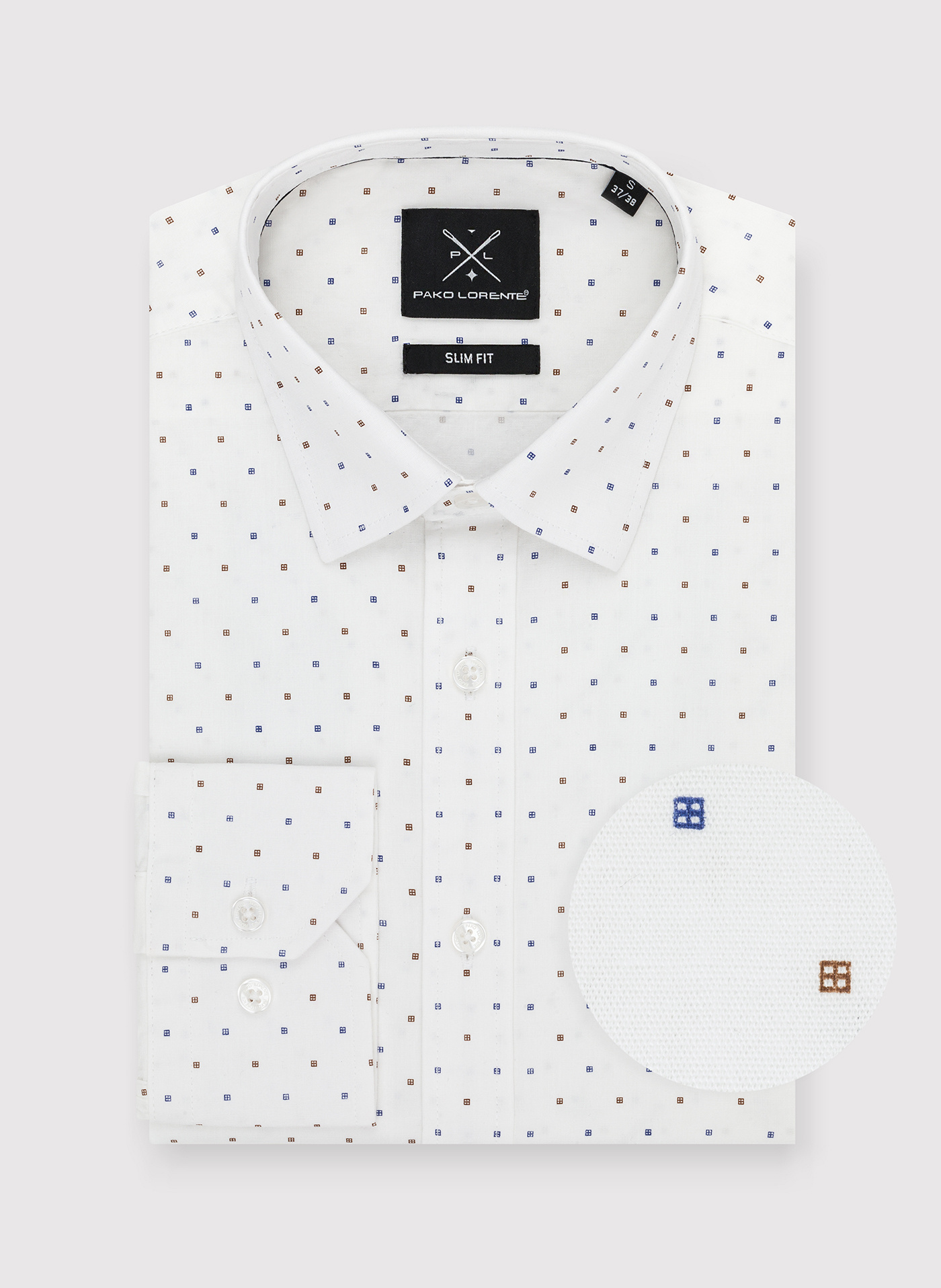 Elegancka koszula męska w delikatny wzorek P24SF-1X-021-B-S - Pako Lorente - Pako Lorente