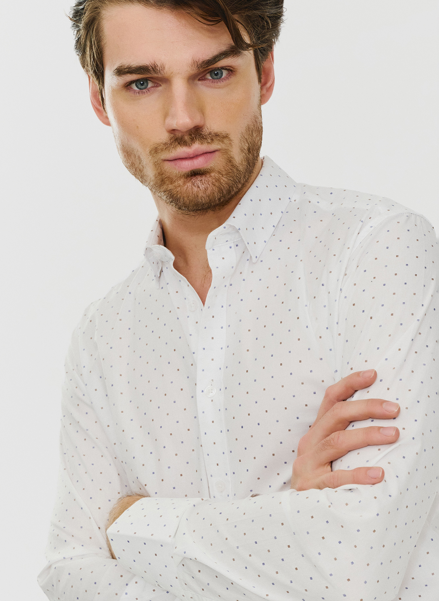 Elegancka koszula męska w delikatny wzorek P24SF-1X-021-B-S - Pako Lorente - Pako Lorente