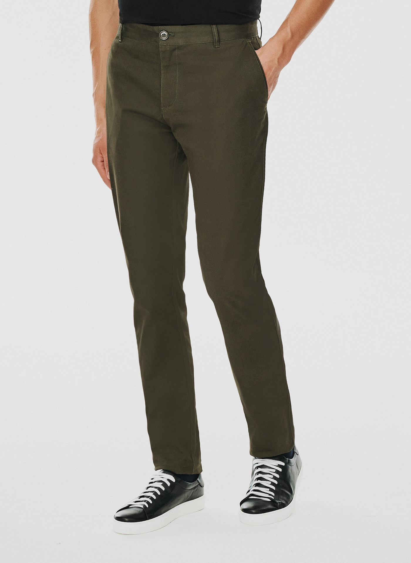 Gładkie spodnie męskie w kolorze zielonym - Pako Lorente