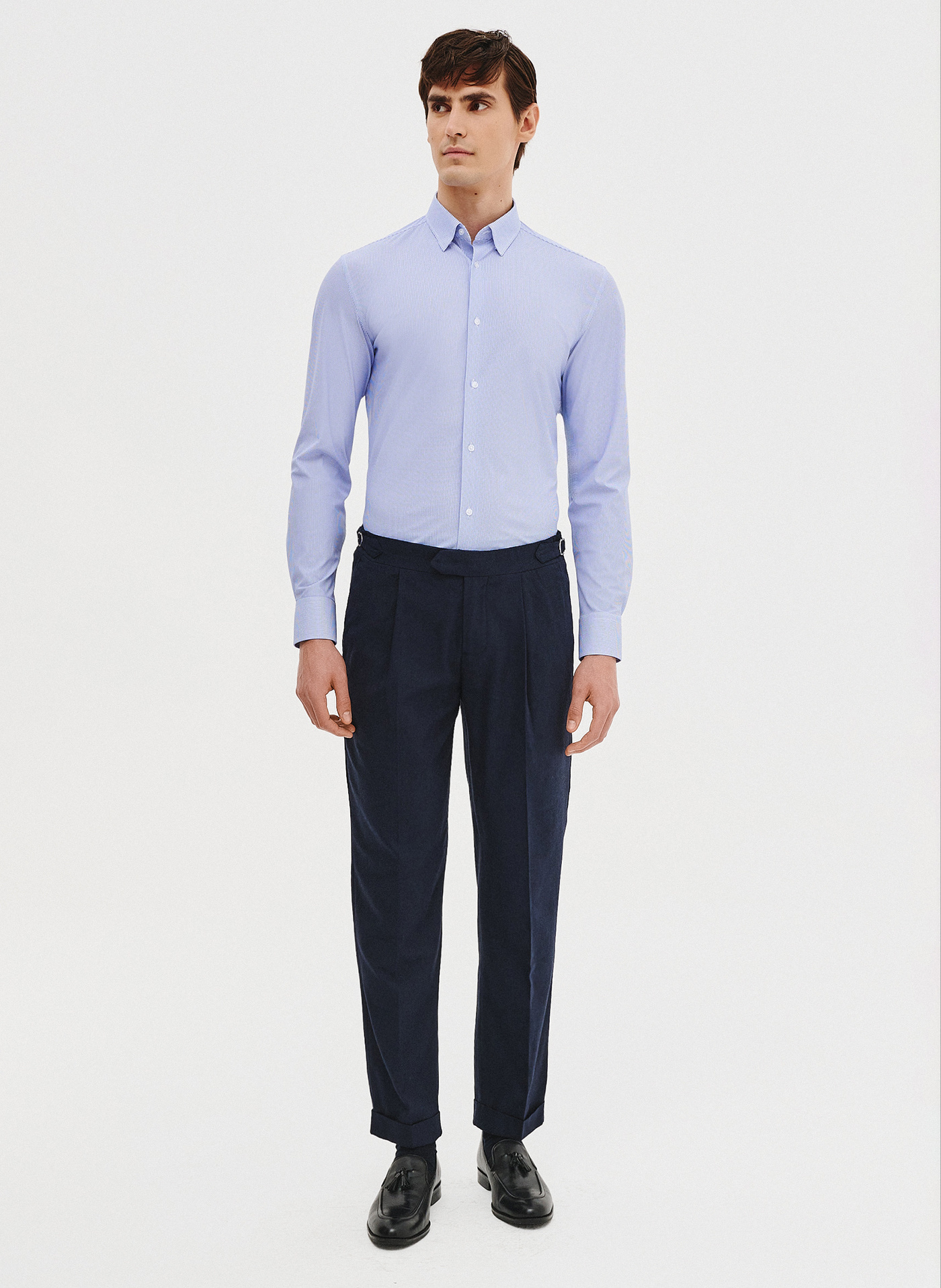 PAKO LORENTE - Granatowe spodnie męskie z lnem - Pako Lorente