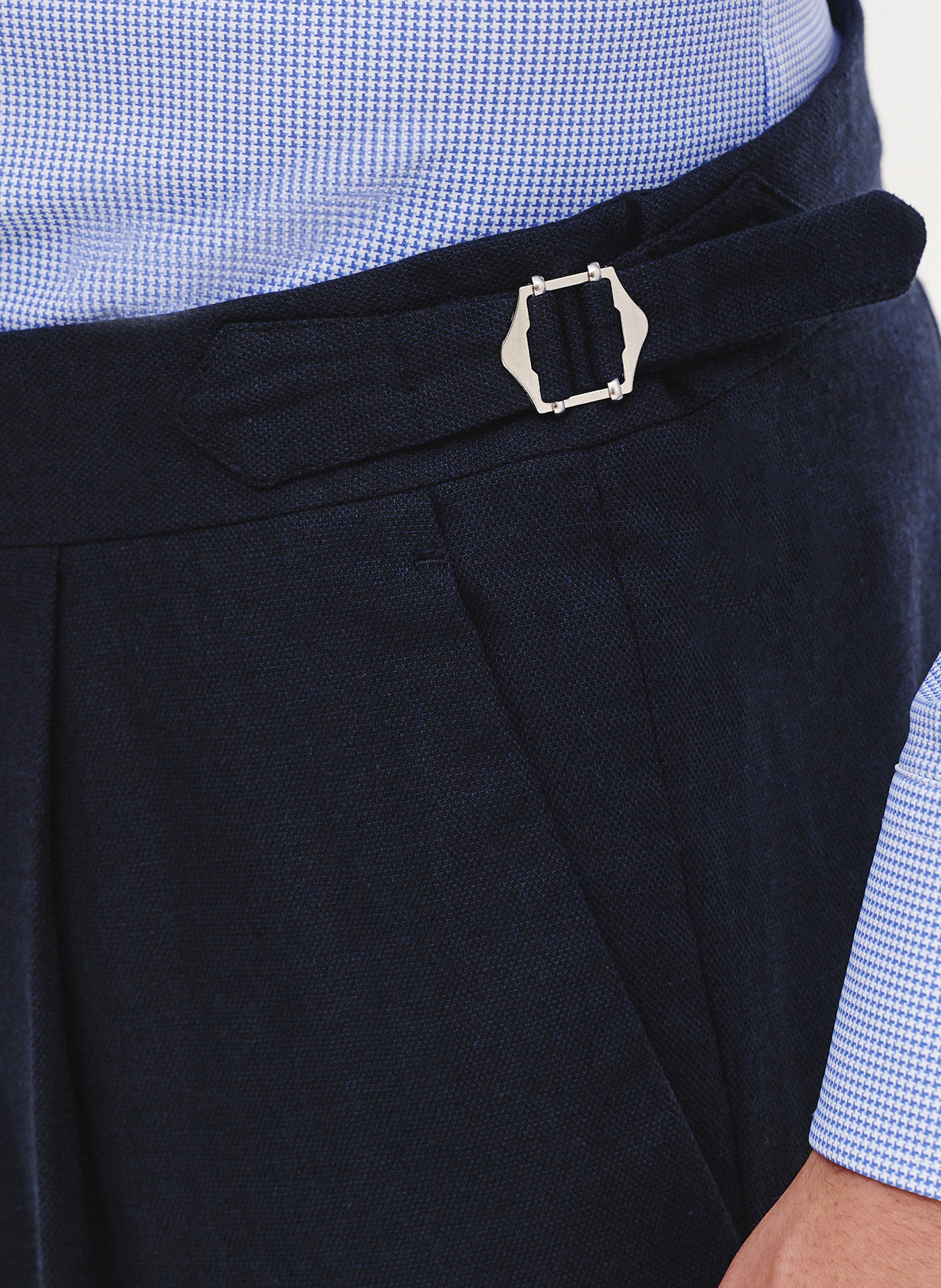 PAKO LORENTE - Granatowe spodnie męskie z lnem - Pako Lorente