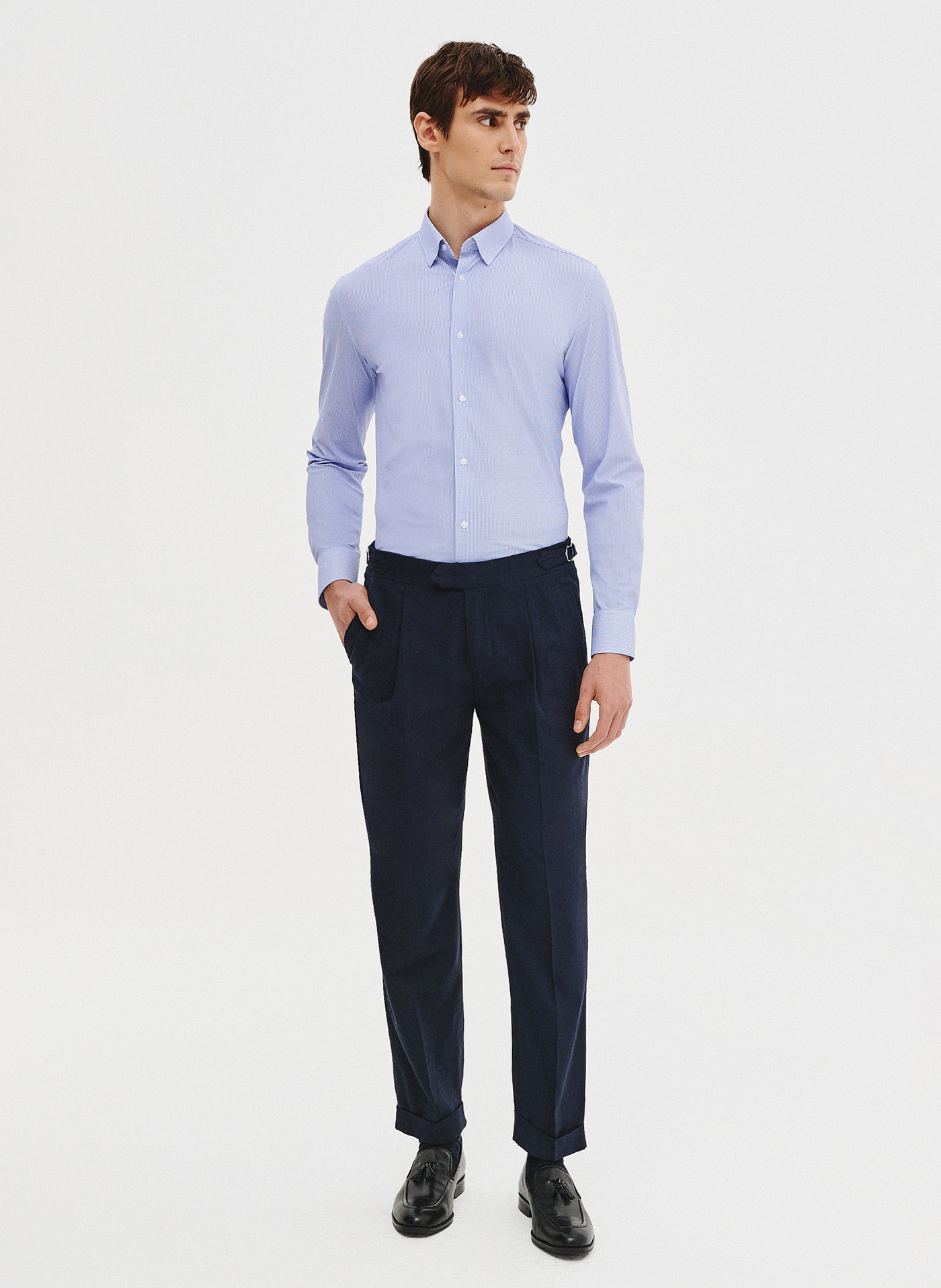 PAKO LORENTE - Granatowe spodnie męskie z lnem - Pako Lorente